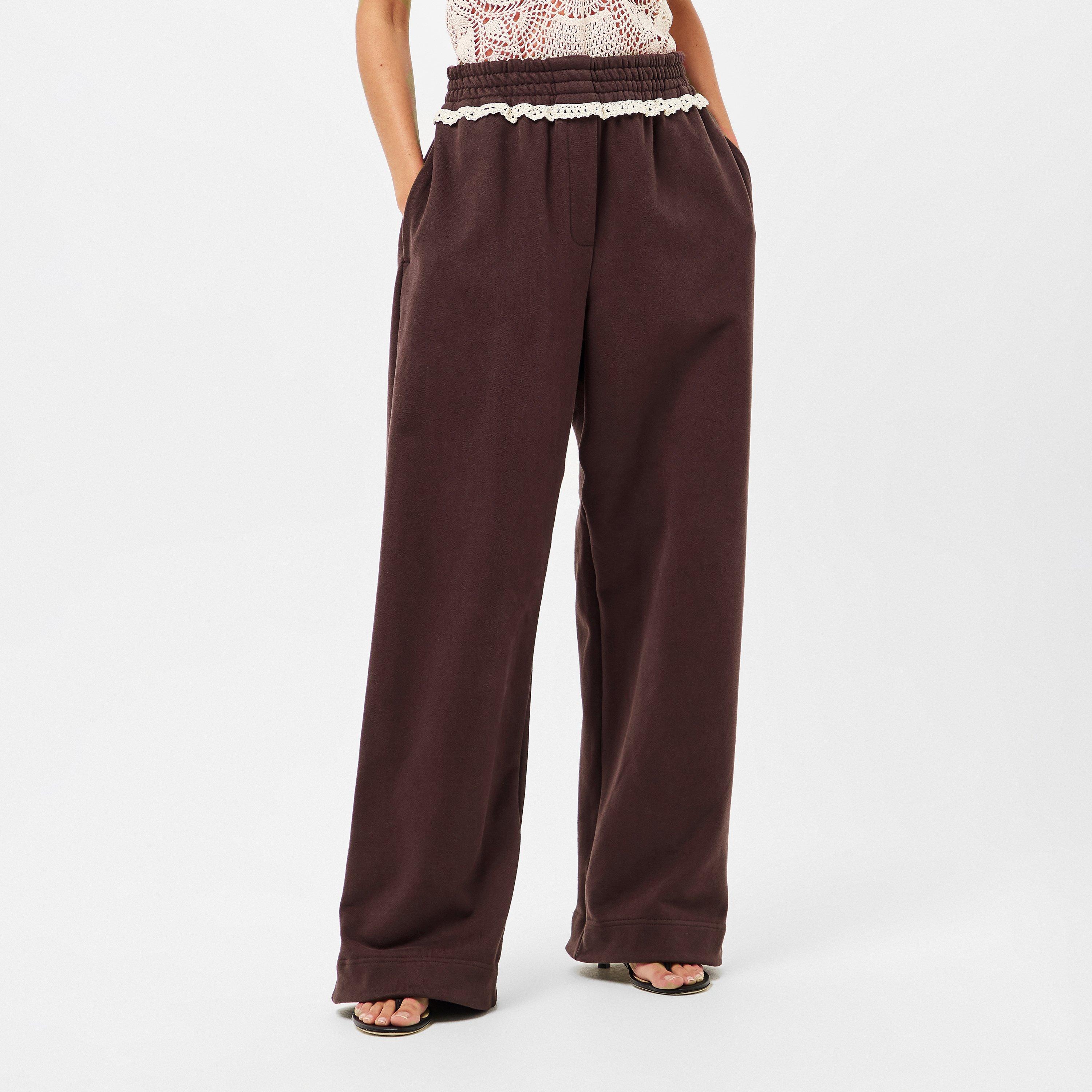 Brown - Magda Butrym - Women's Open Hem Fleece Jogging Bottoms - 3