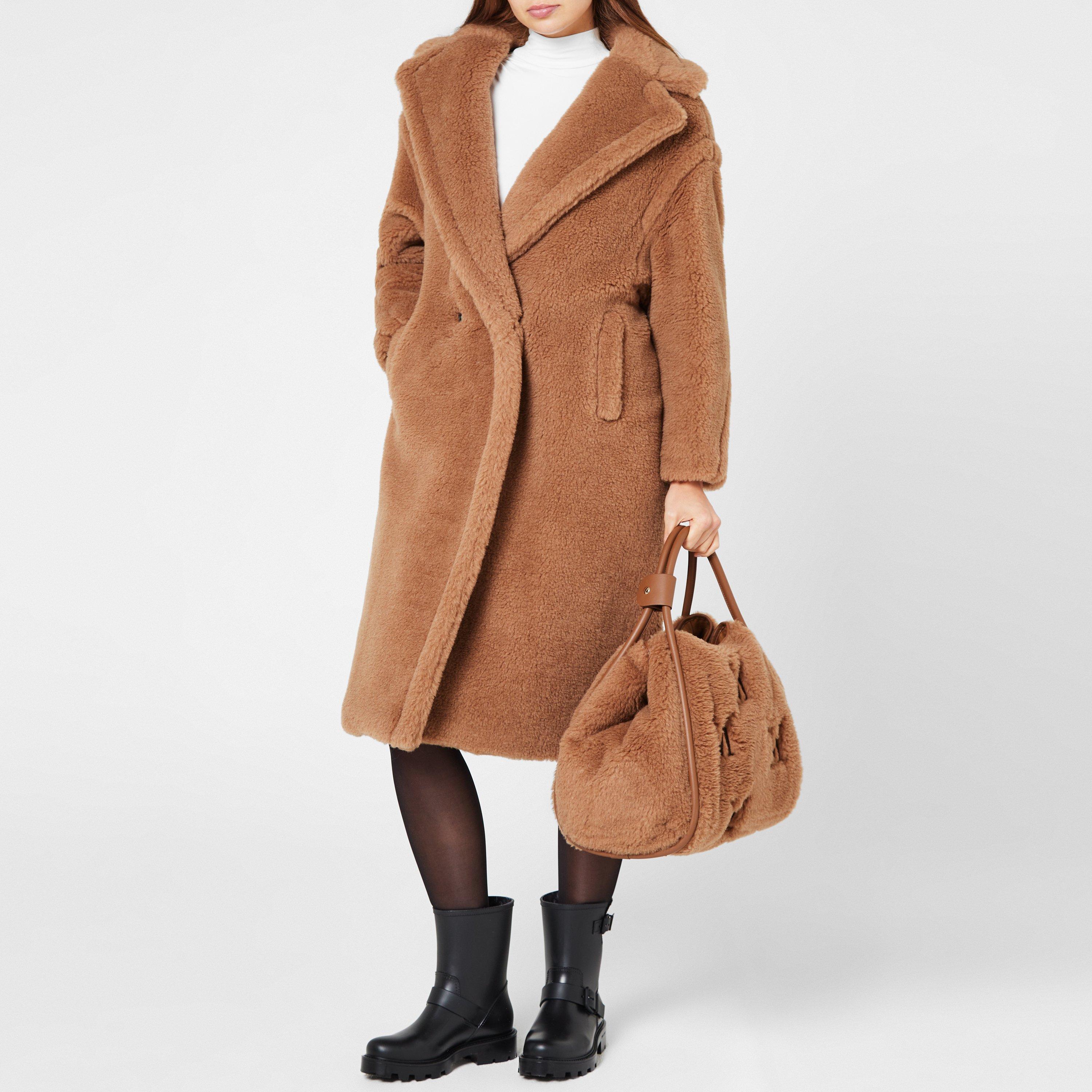 Camel 001 - Max Mara - Women's Icon Camel Hair Alpaca Wool Oversized Double Breasted Teddy Coat - 2