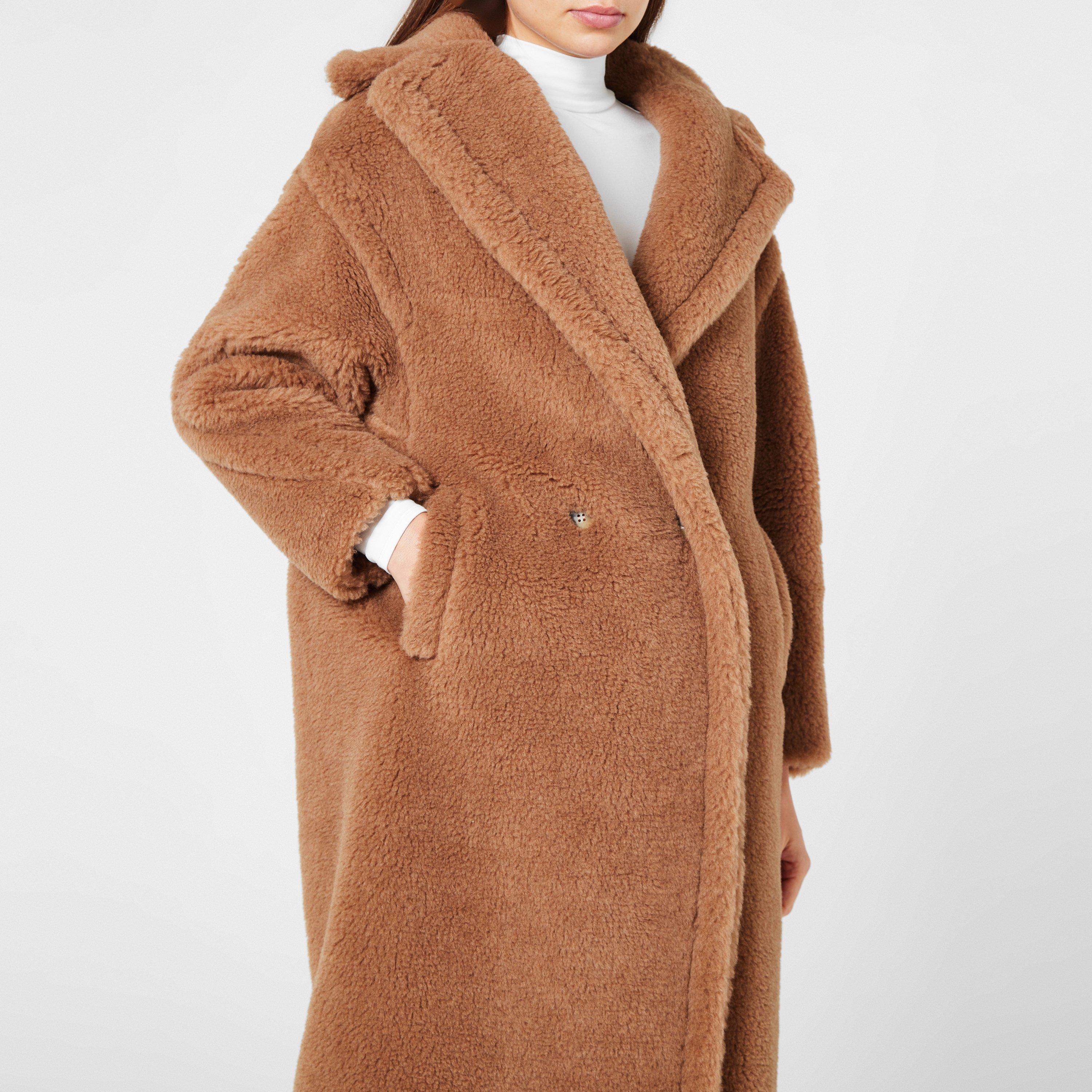 Camel 001 - Max Mara - Women's Icon Camel Hair Alpaca Wool Oversized Double Breasted Teddy Coat - 4