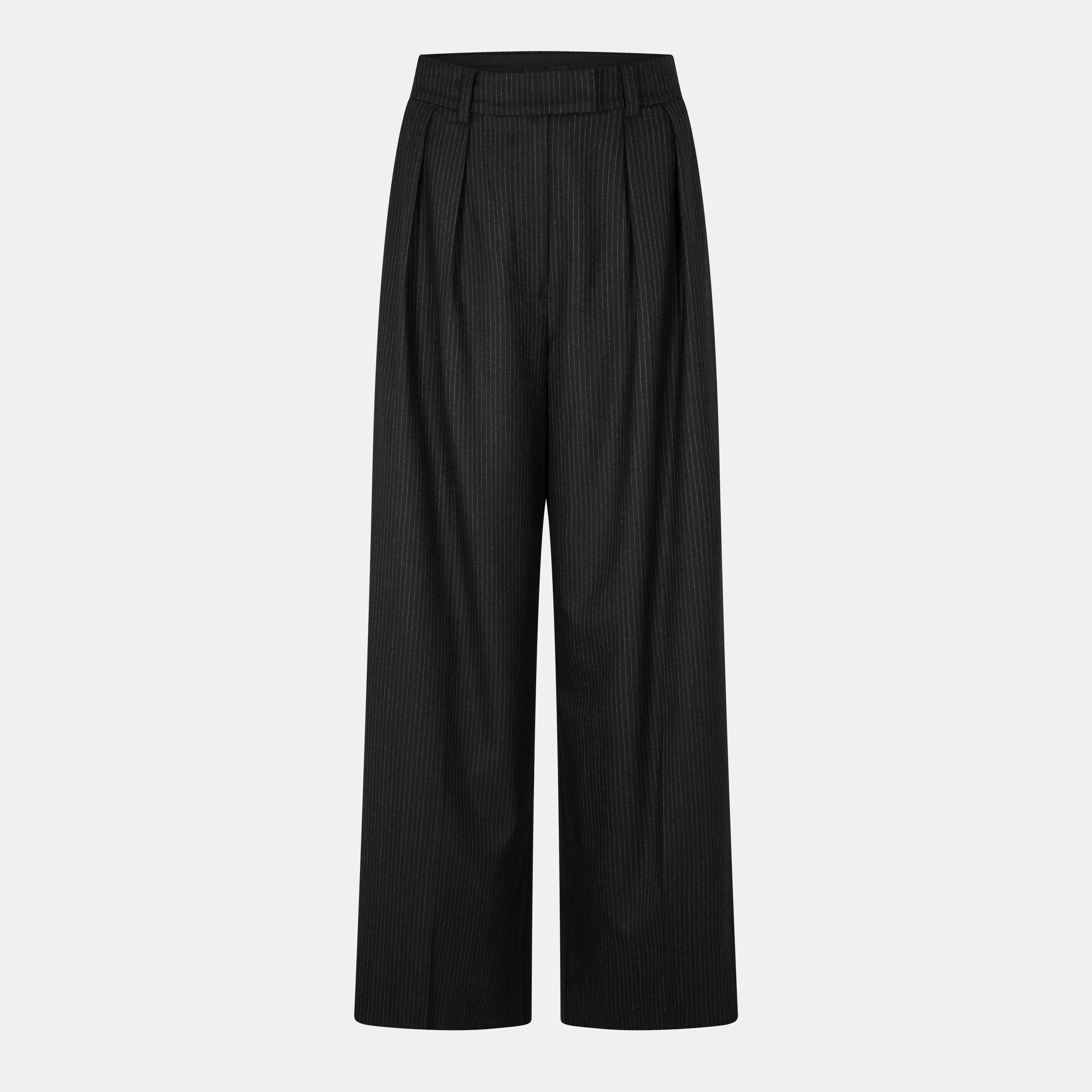 BLACK/WHITE - Anine Bing - Women's High-Rise Relaxed Wide Leg Trousers - 1