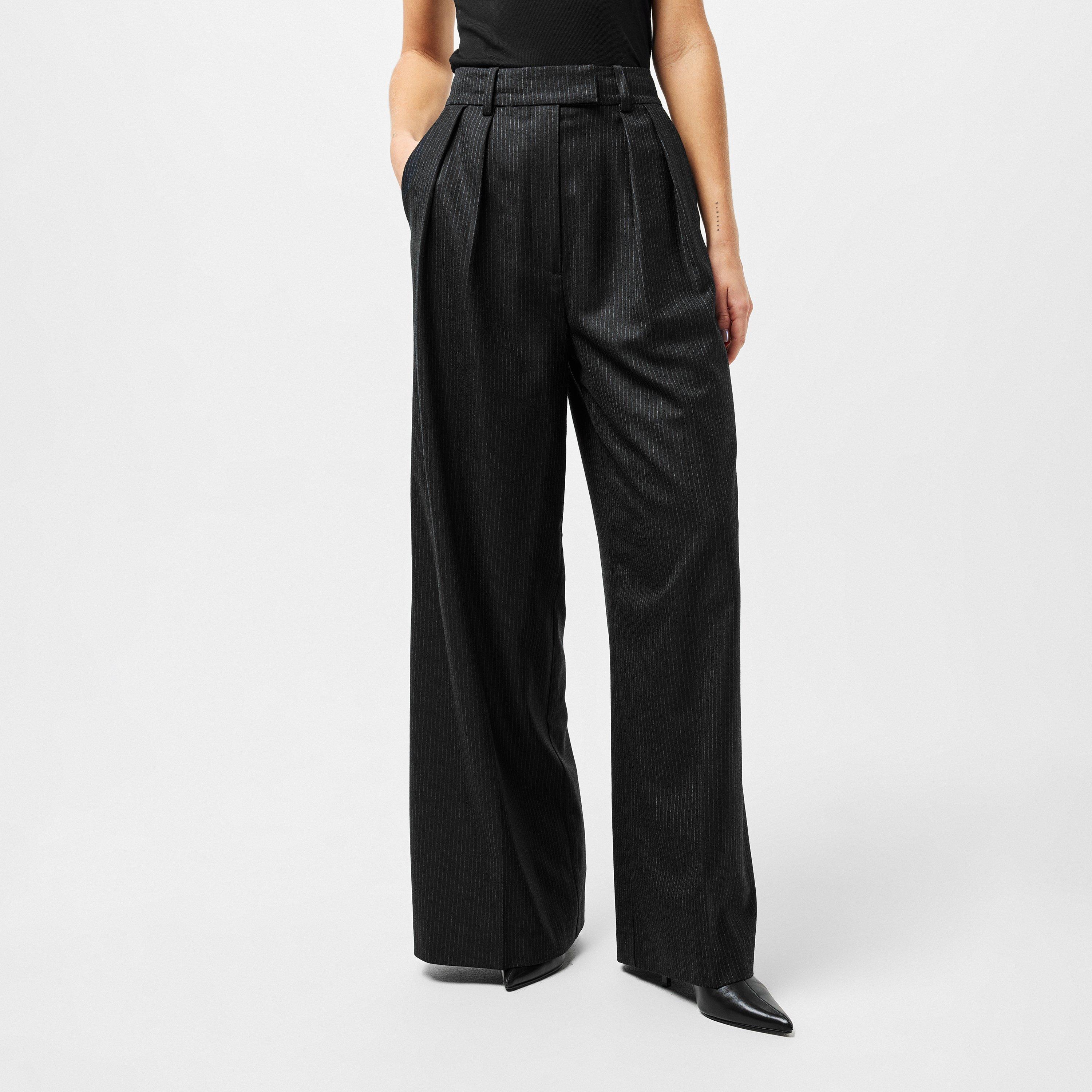 BLACK/WHITE - Anine Bing - Women's Wide Leg Trousers - 3