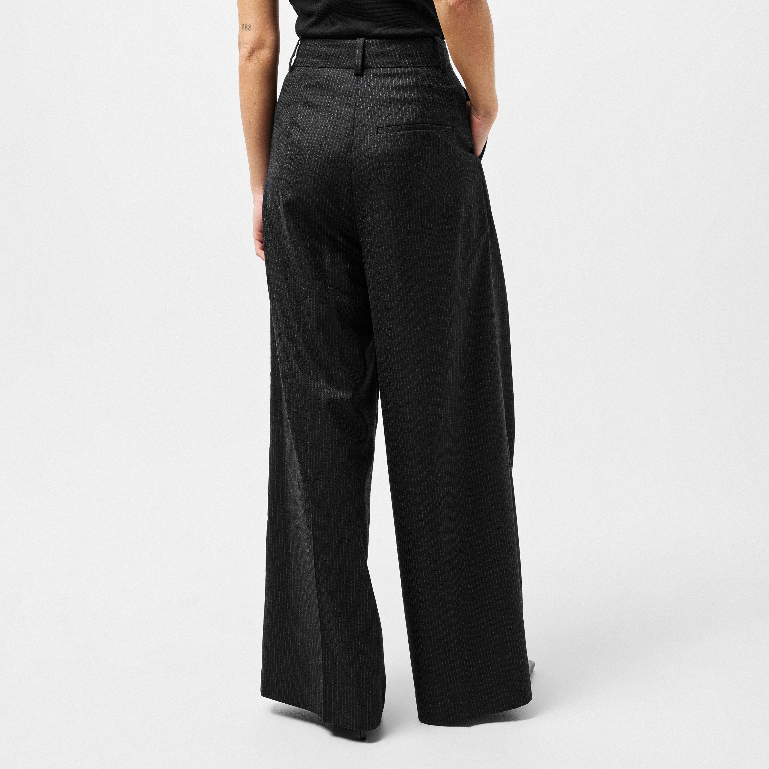 BLACK/WHITE - Anine Bing - Women's Wide Leg Trousers - 4