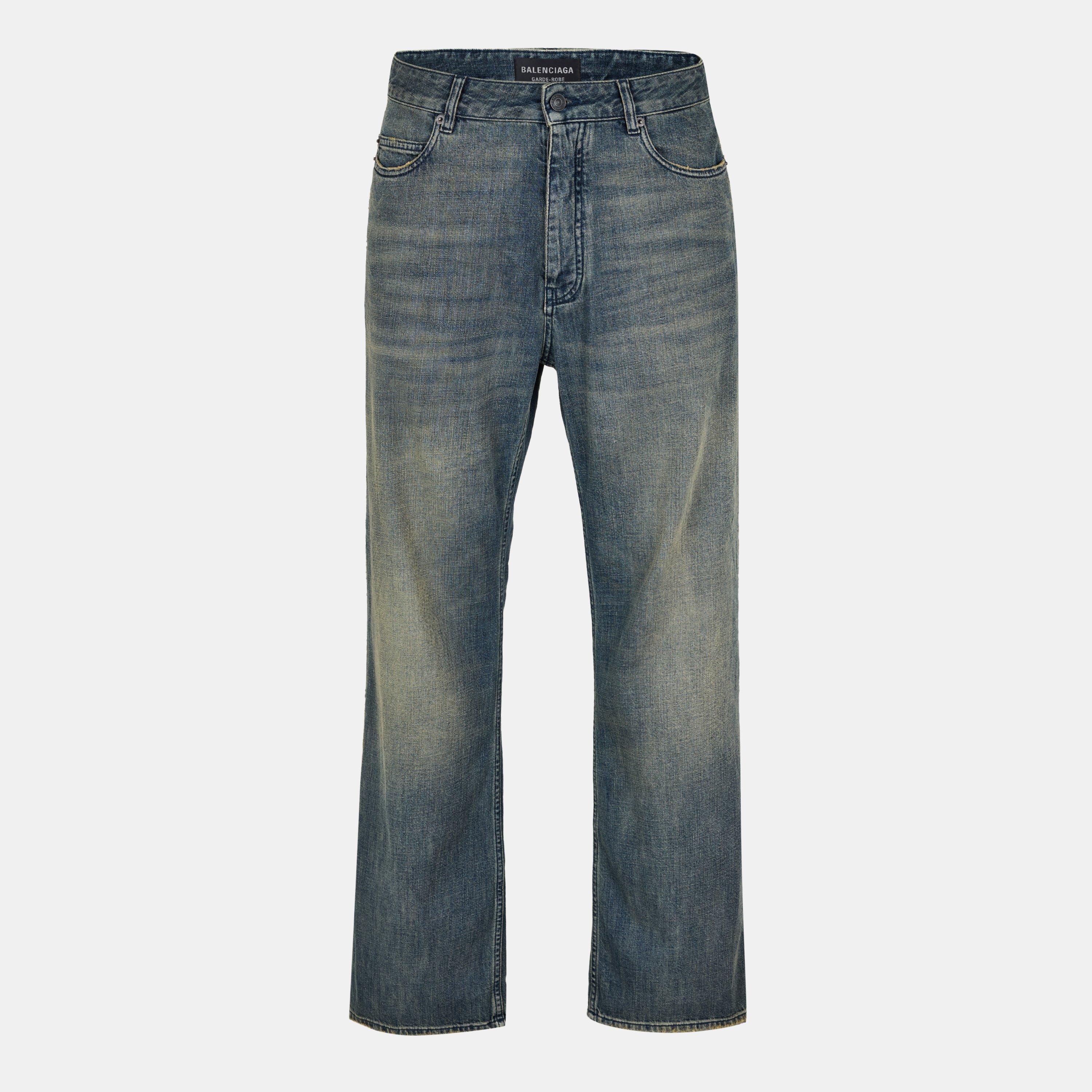 Navy/Grn/Yell - Balenciaga - Men's Relaxed Wide Leg Trousers - 1
