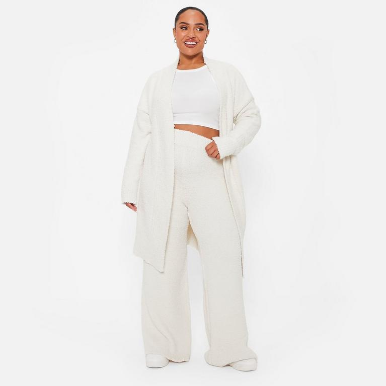 CRÈME - I Saw It First - ISAWITFIRST Teddy Borg Knit Wide Leg Trousers Co-Ord - 1