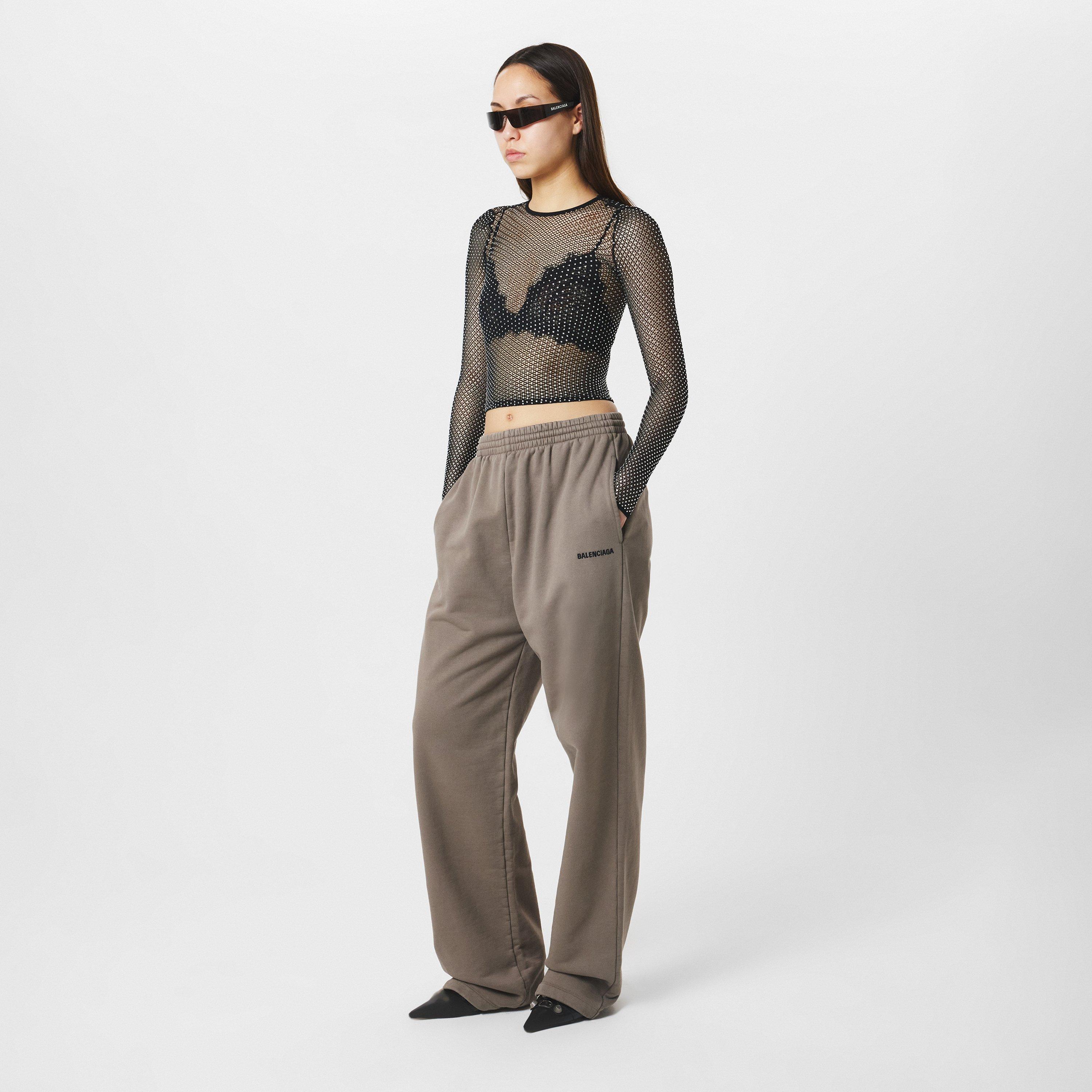 Taupe/Black - Balenciaga - Women's Open Hem Woven Tracksuit Bottoms - 6