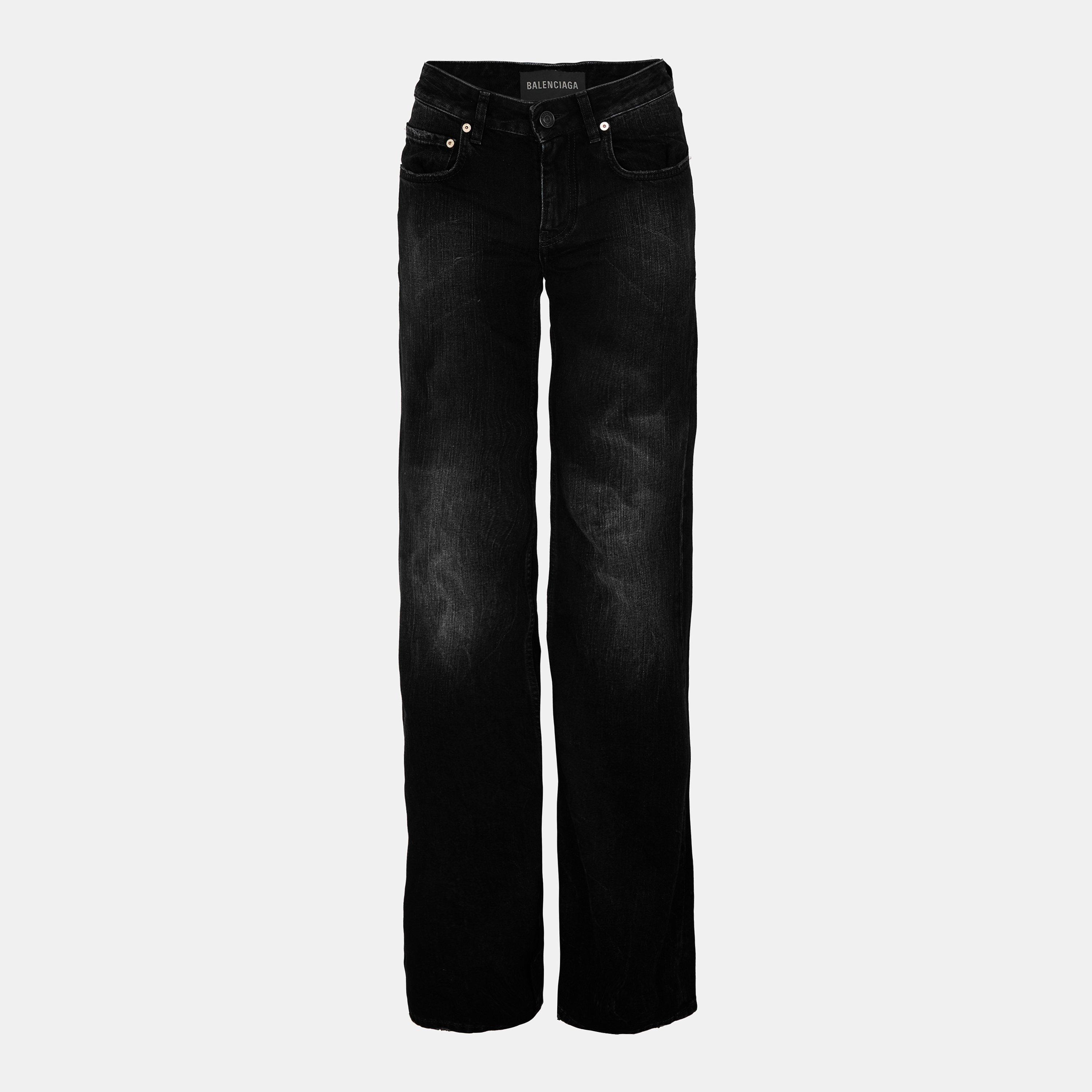 Balenciaga Women's Relaxed Wide Leg Trousers - Black Fade Out - 8 (XS)