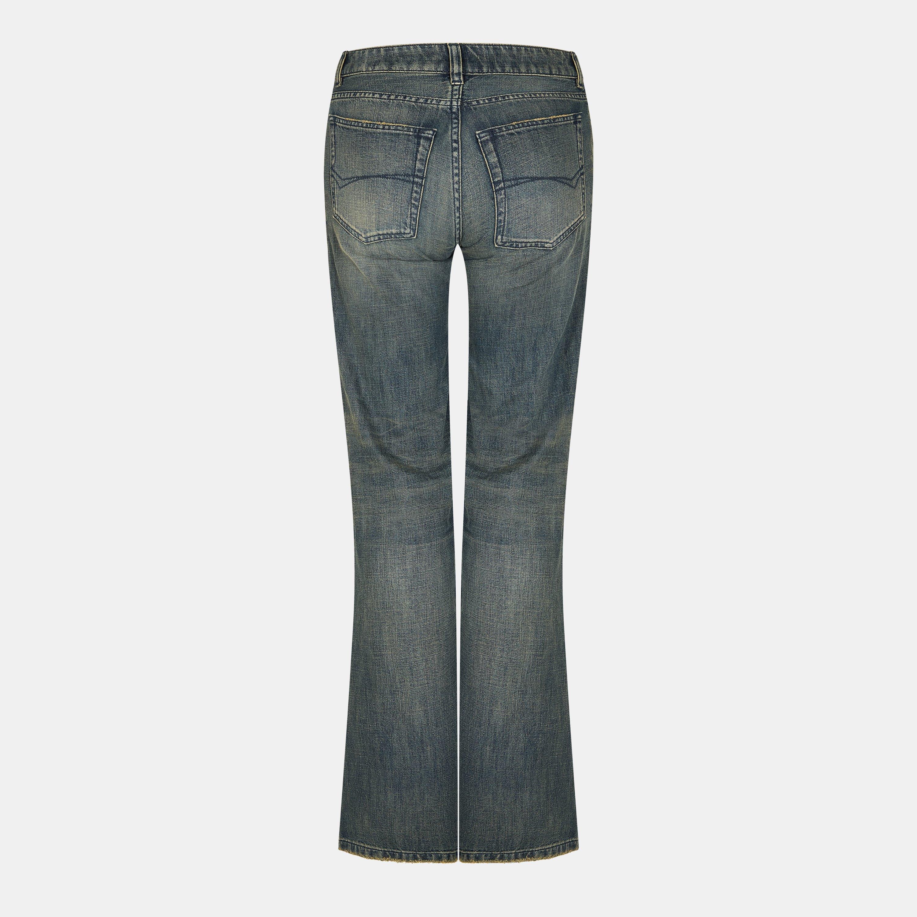 Navy/Green - Balenciaga - Women's Relaxed Wide Leg Trousers - 2