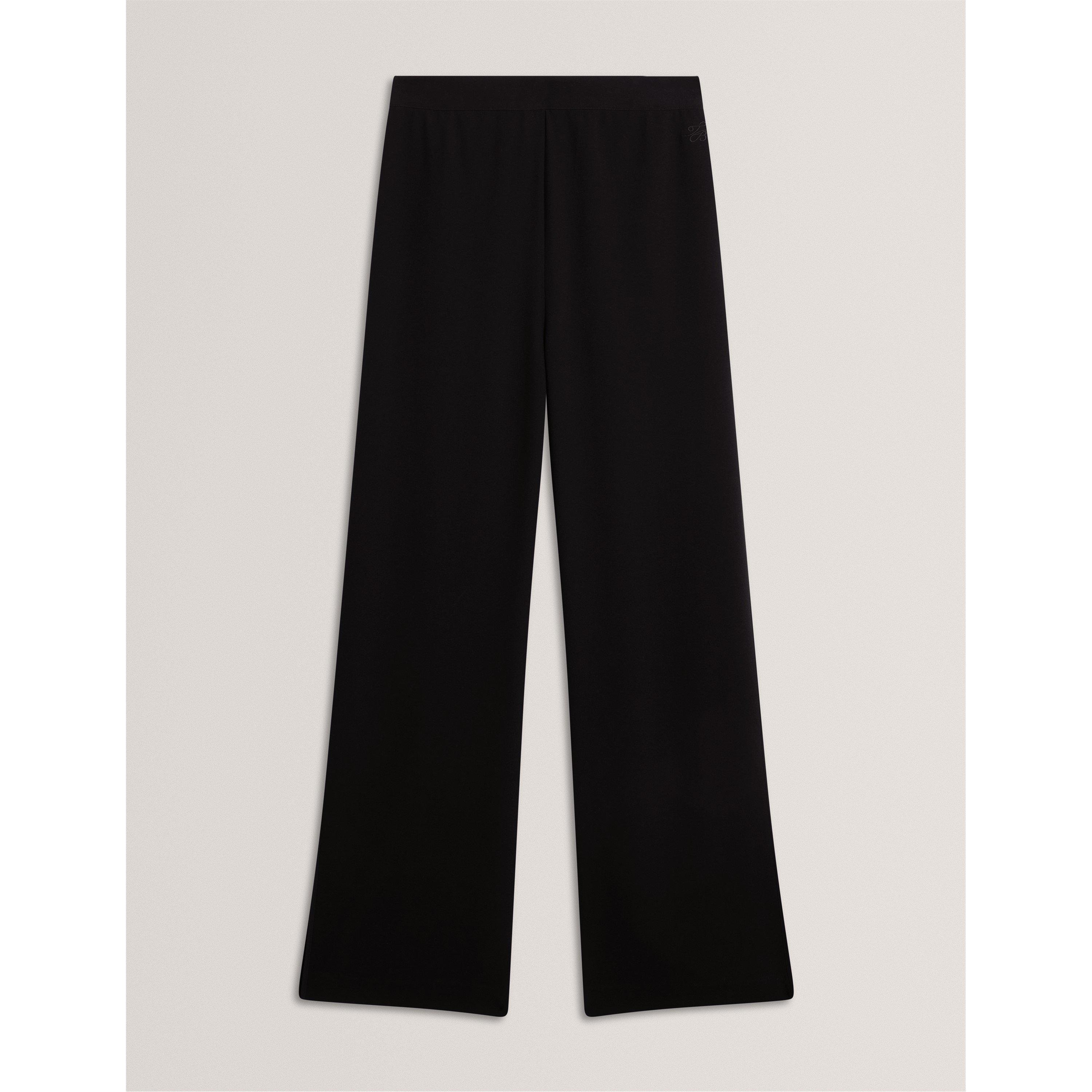 Ted Baker Ted Baker Piping Detail Pull-On Wide Leg Trousers - Black - Size 12 (M)