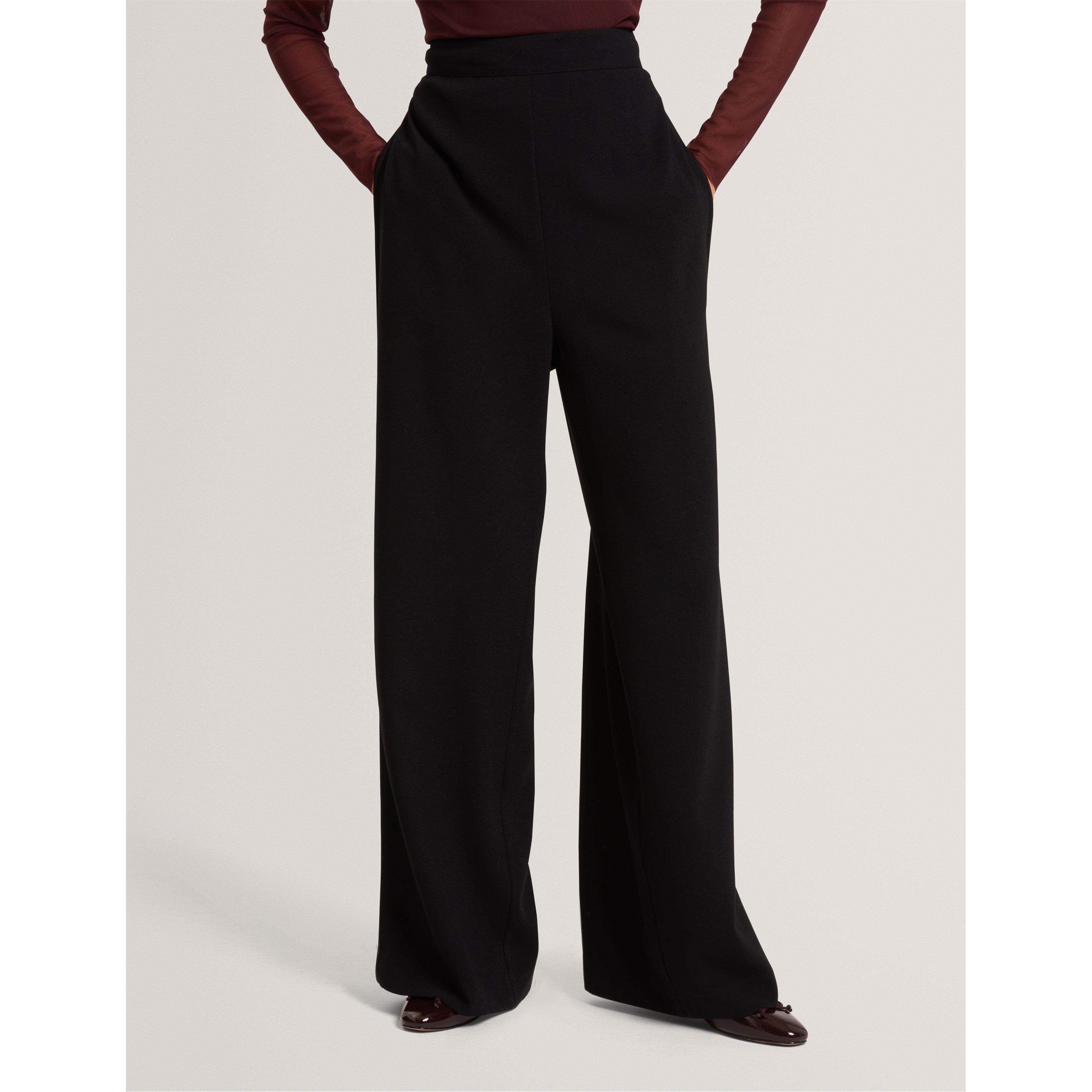 Black - Ted Baker - Ted Baker Piping Detail Pull-On Wide Leg Trousers - 2