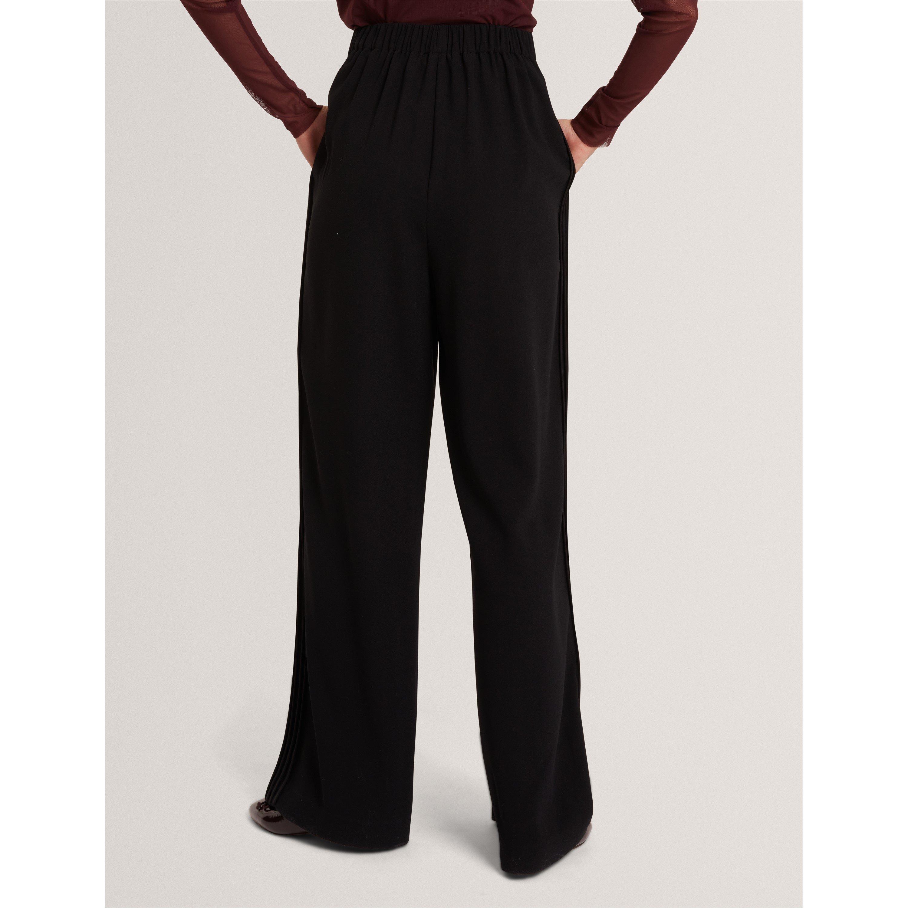 Black - Ted Baker - Ted Baker Piping Detail Pull-On Wide Leg Trousers - 3