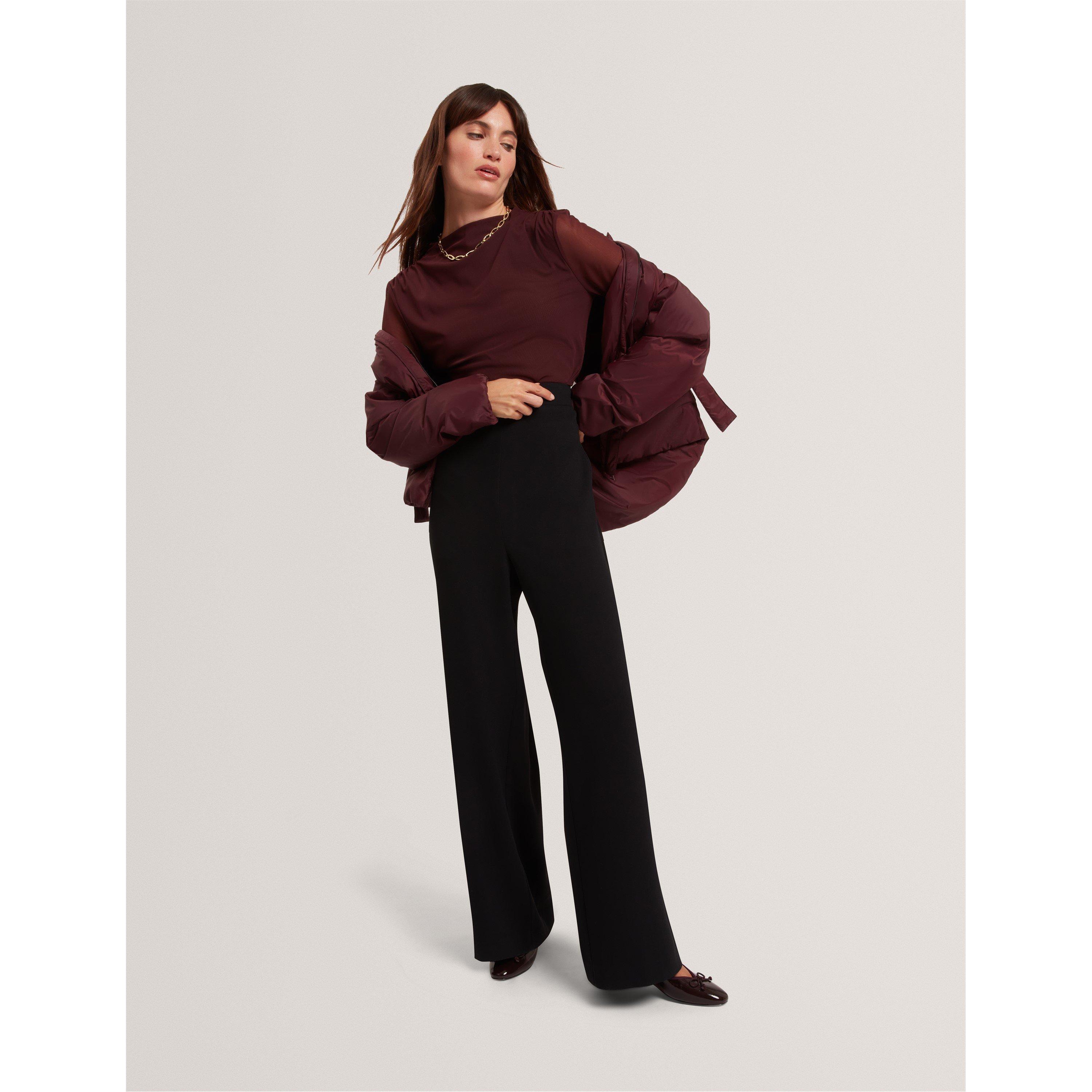 Black - Ted Baker - Ted Baker Piping Detail Pull-On Wide Leg Trousers - 5