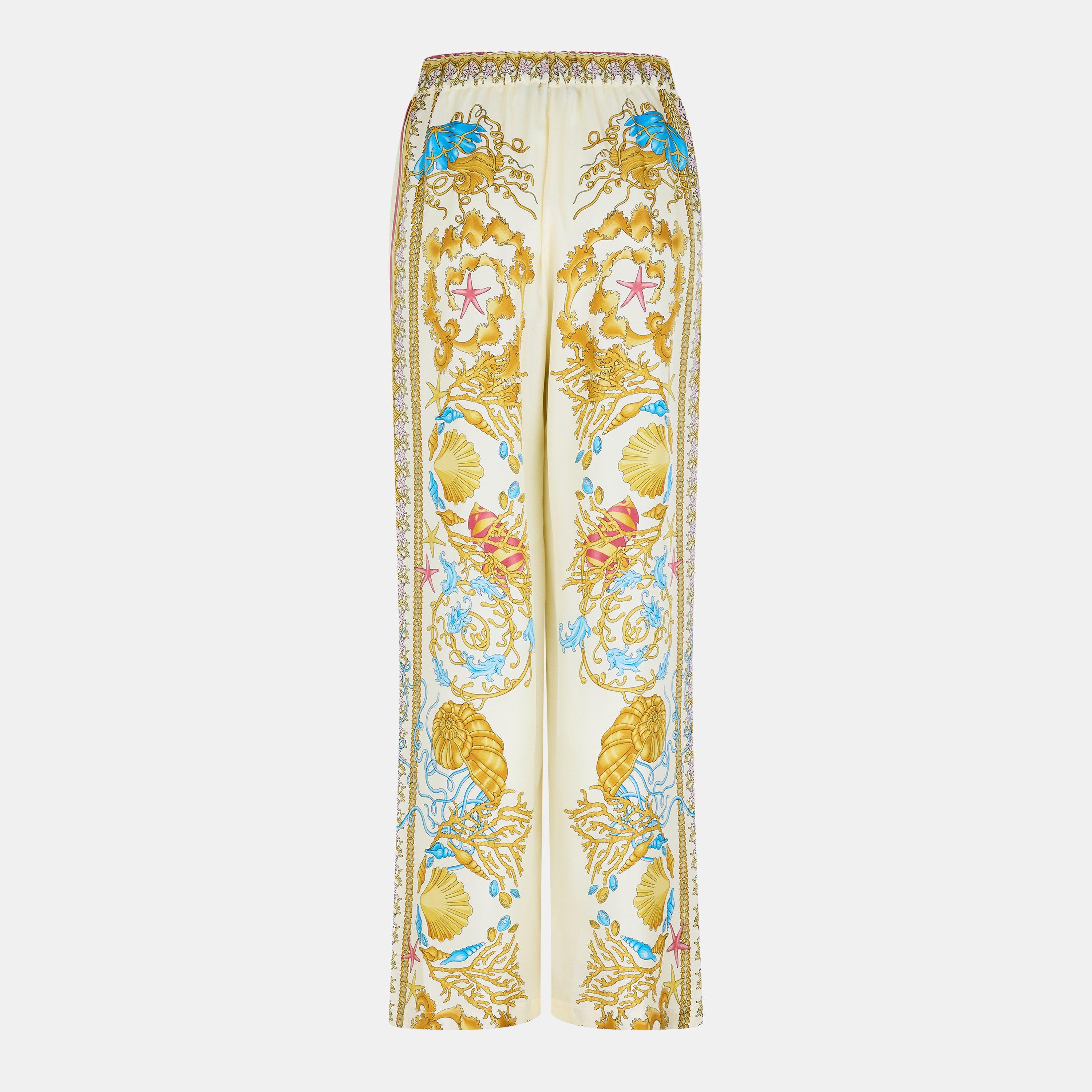 Eggshell - Versace - Women's Wide Leg Trousers - 2