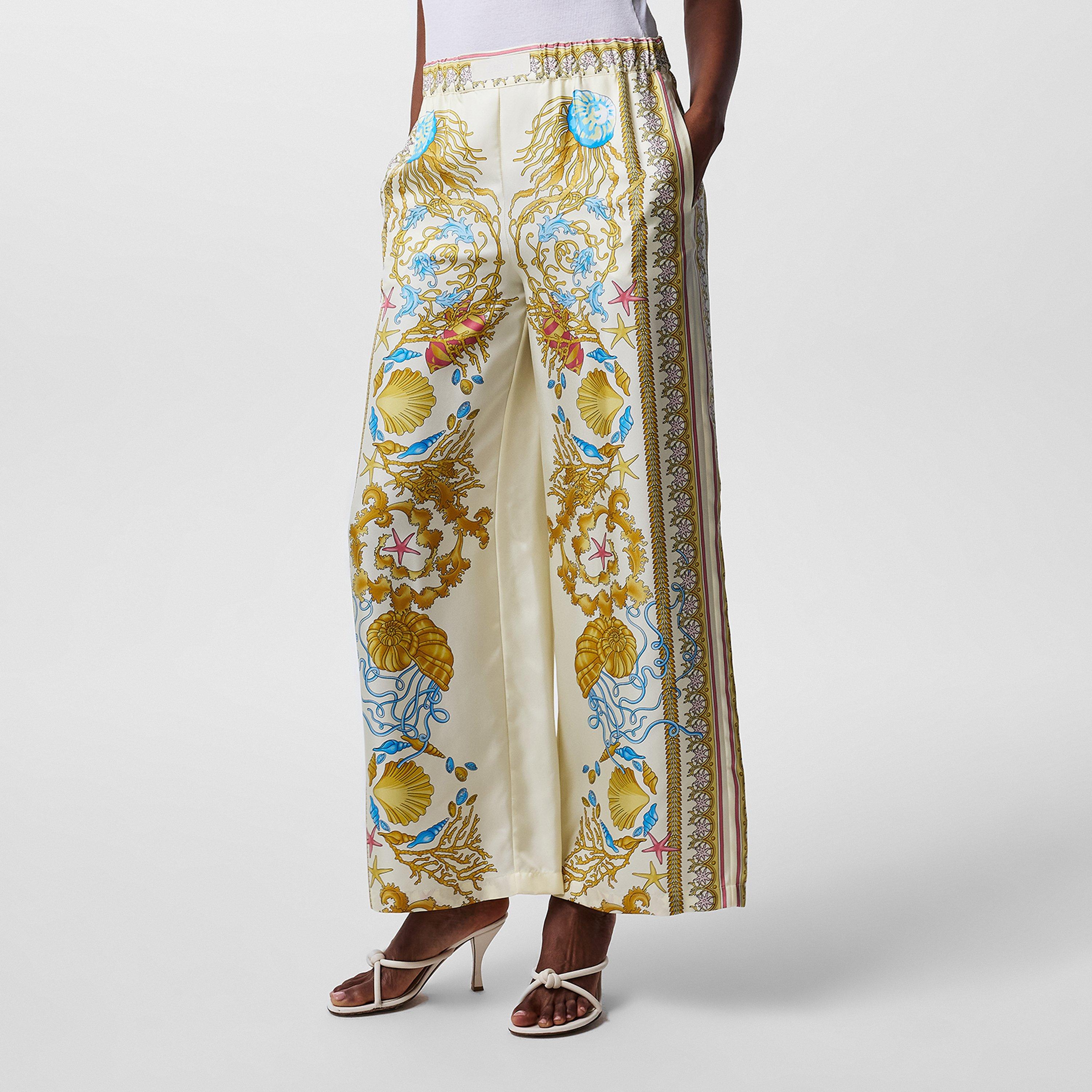 Eggshell - Versace - Women's Wide Leg Trousers - 3