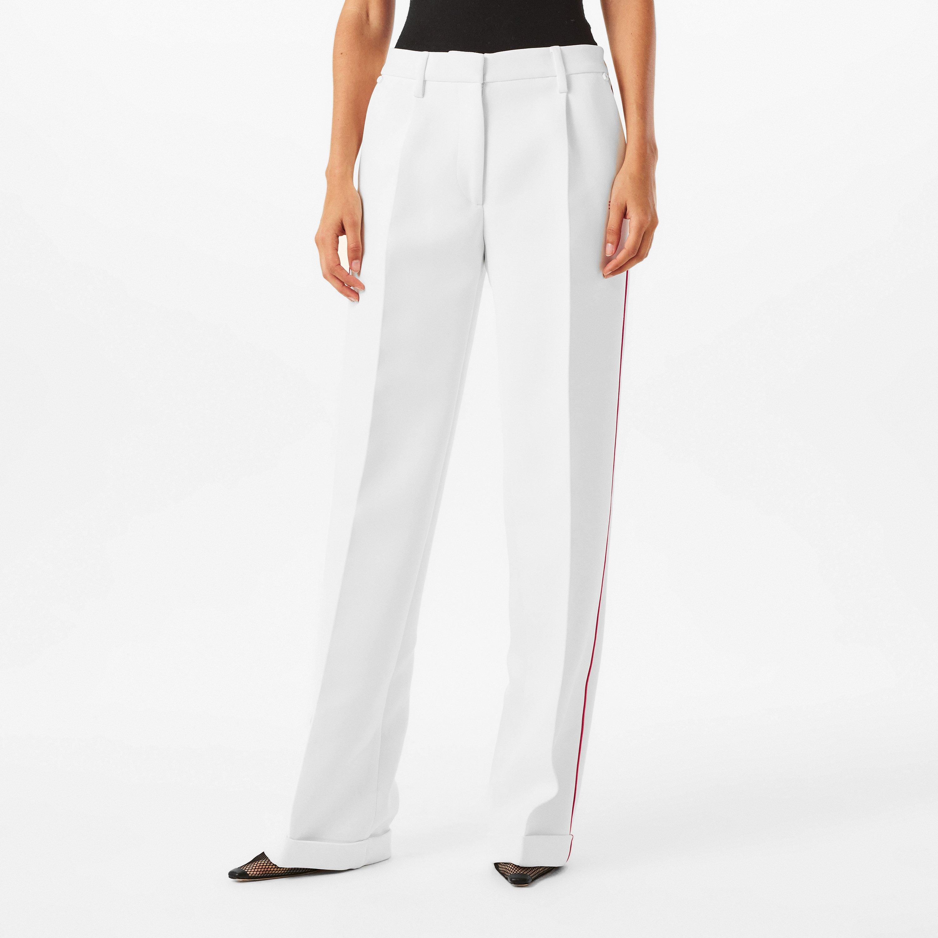 White - Off White - Women's Knitted Trousers, Knitted Fabric - 3