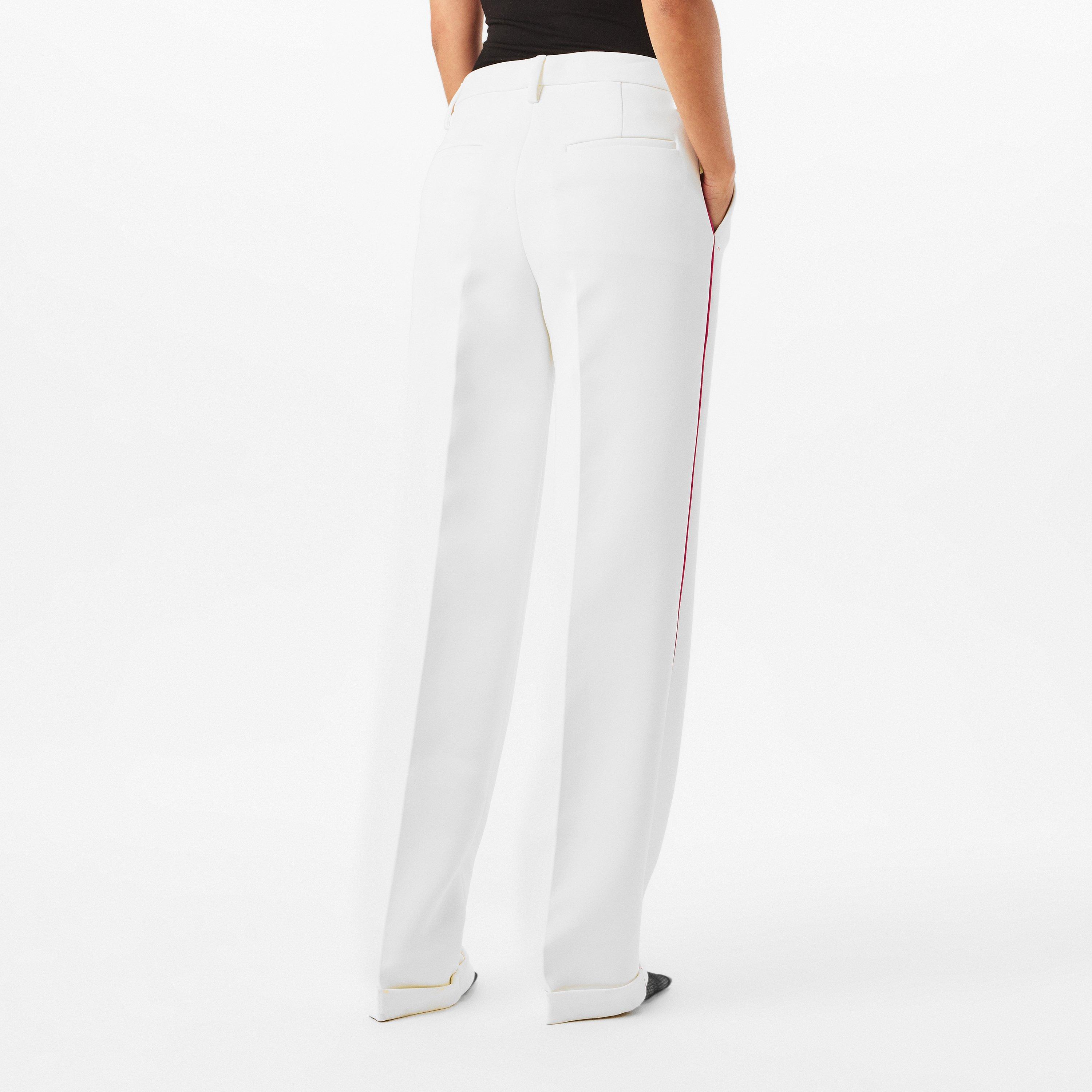 White - Off White - Women's Knitted Trousers, Knitted Fabric - 4