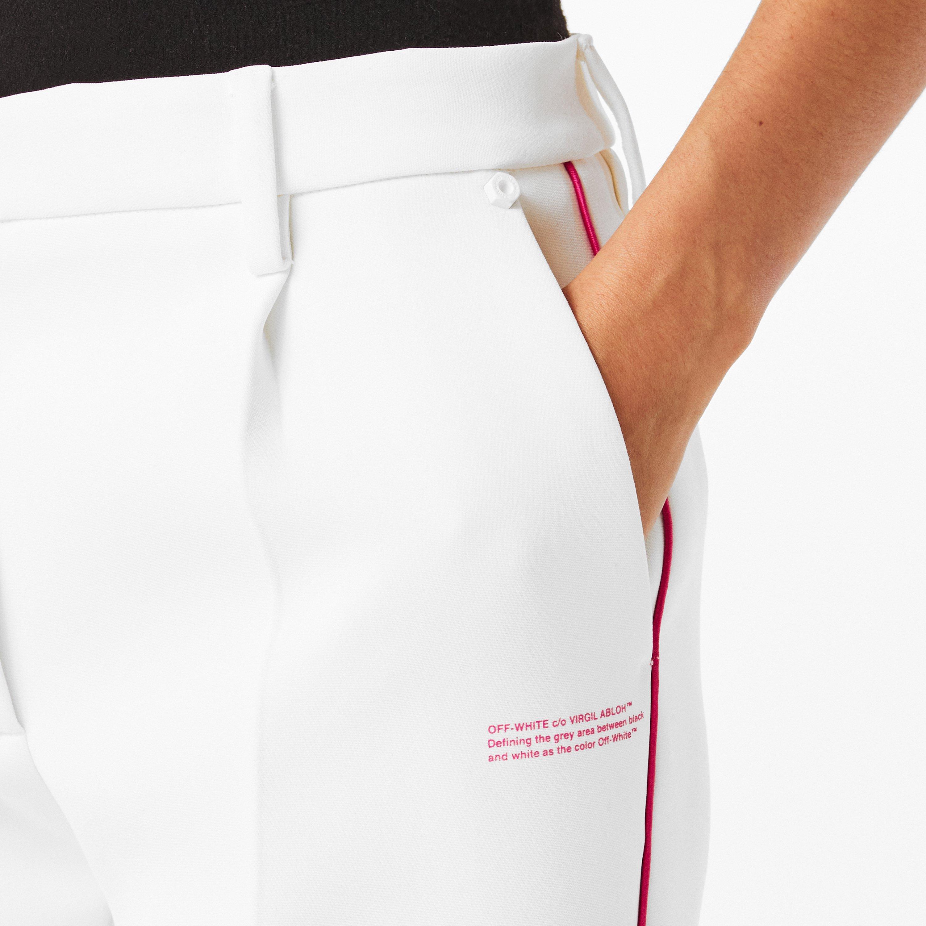 White - Off White - Women's Knitted Trousers, Knitted Fabric - 5