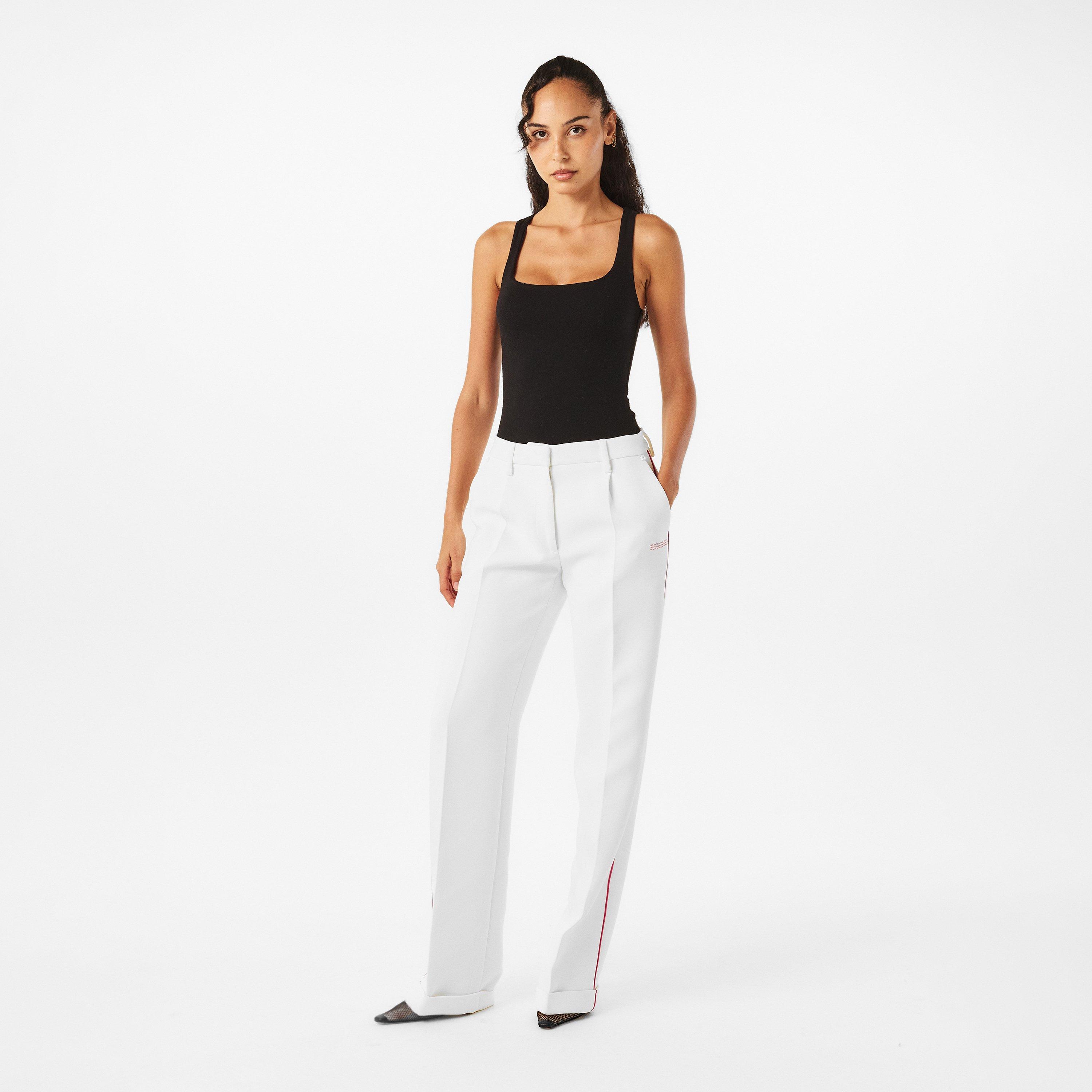 White - Off White - Women's Knitted Trousers, Knitted Fabric - 6