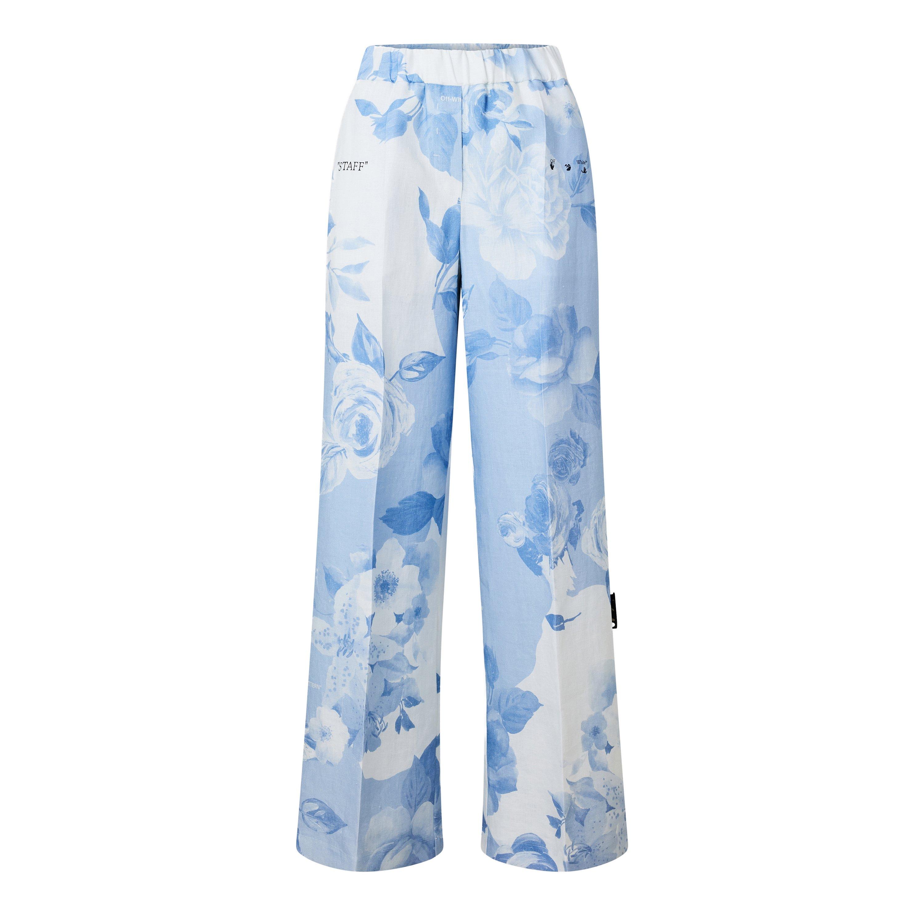 Off Women's Relaxed Cut Knitted Trousers - White/Blue - 6 (2XS)