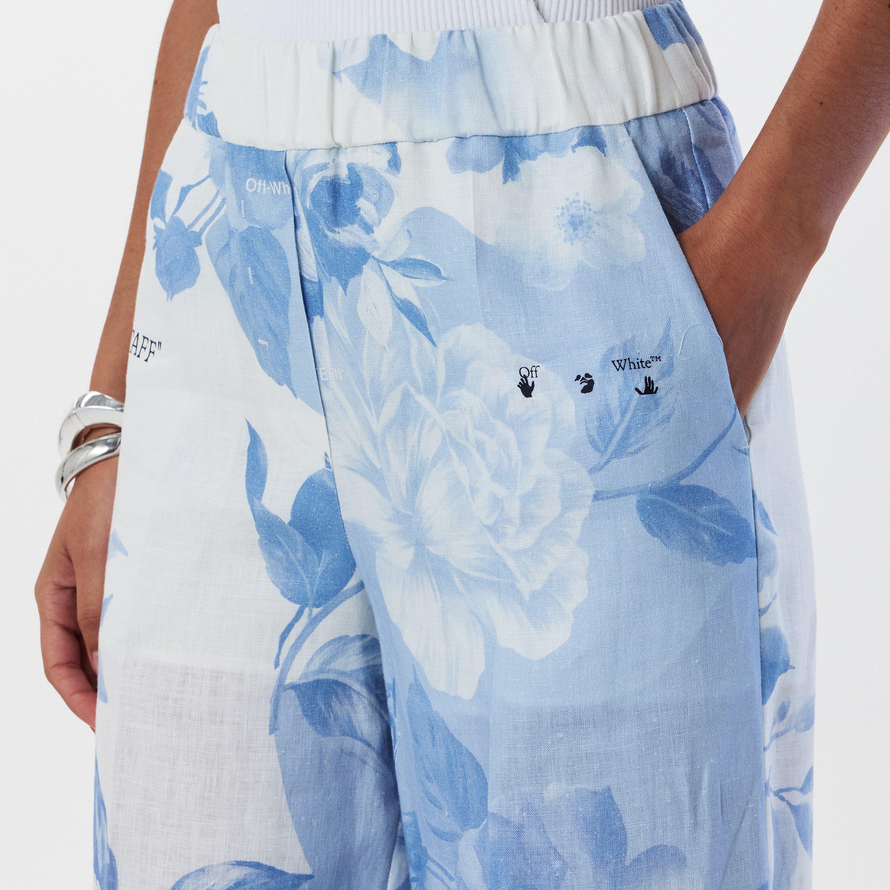 White/Blue - Off White - Women's Knitted Trousers, Knitted Fabric - 5