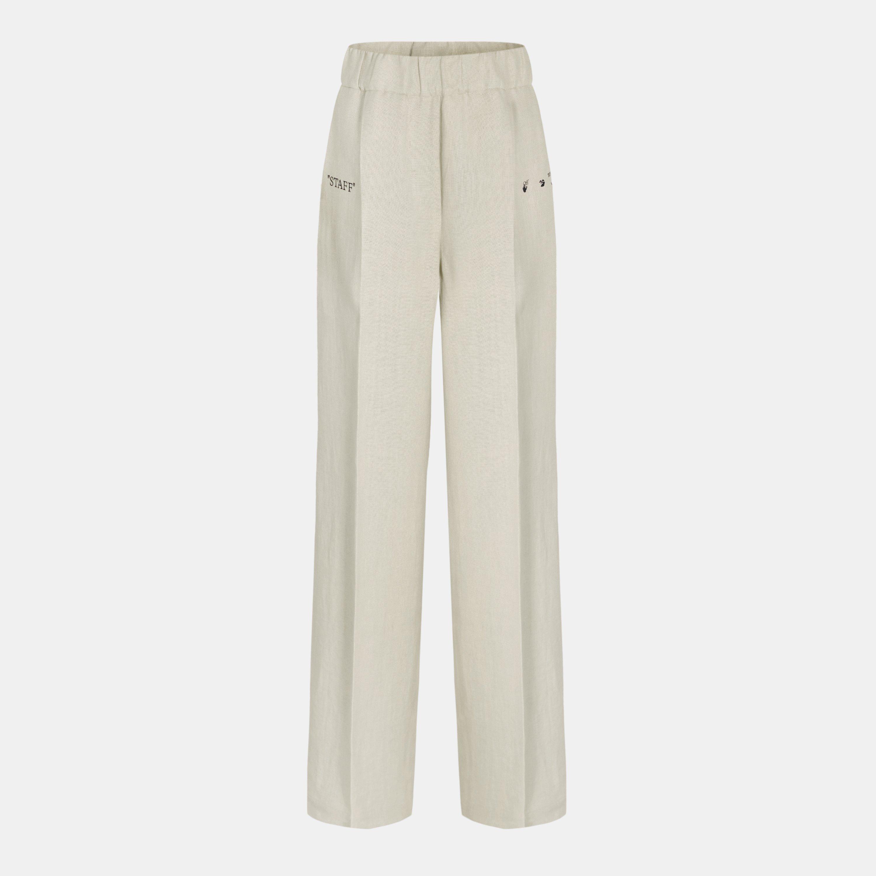 Off White Women's Knitted Relaxed Fit Trousers - Beige/Blue - 6 (2XS)