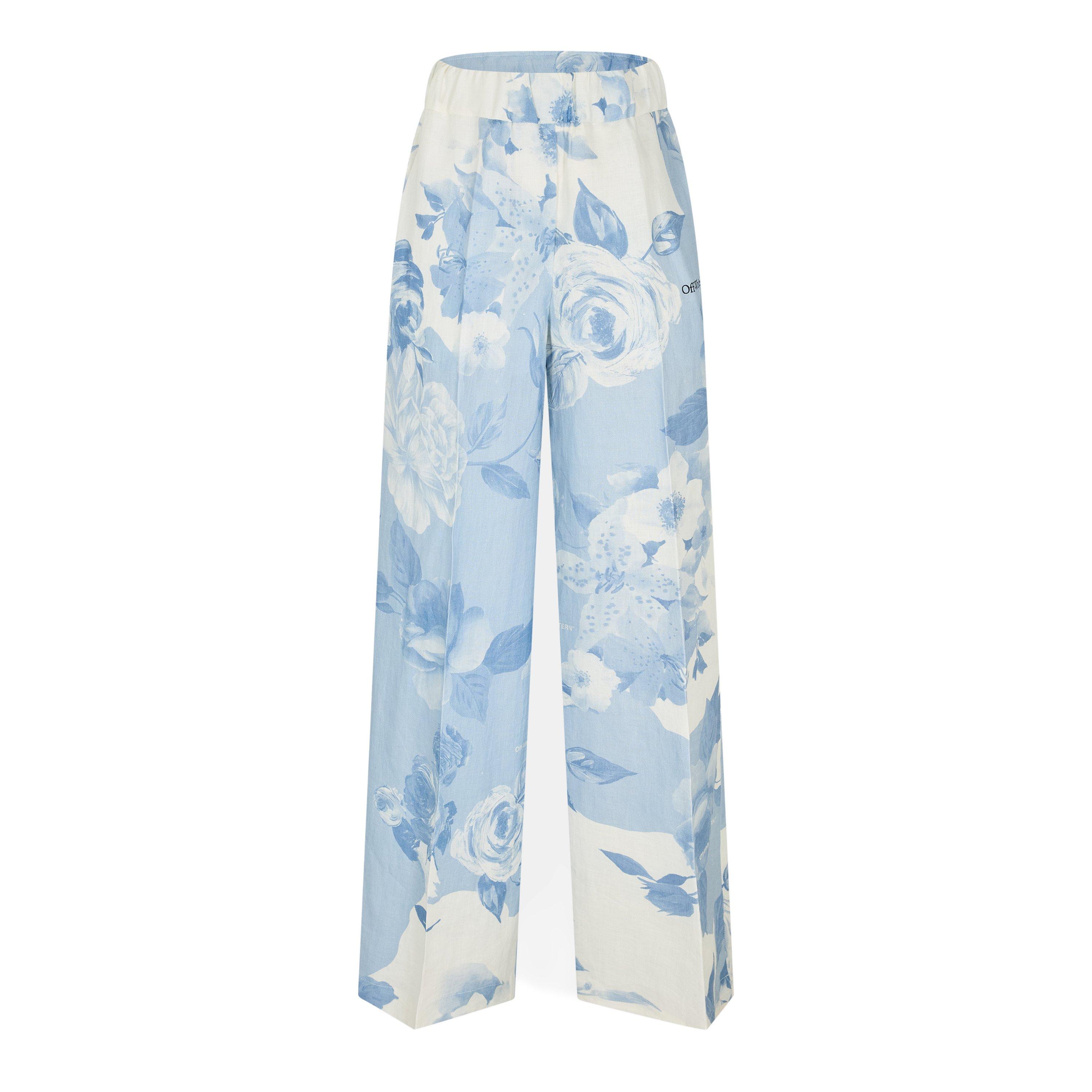 White/Blue - Off White - Women's Knitted Trousers - 1