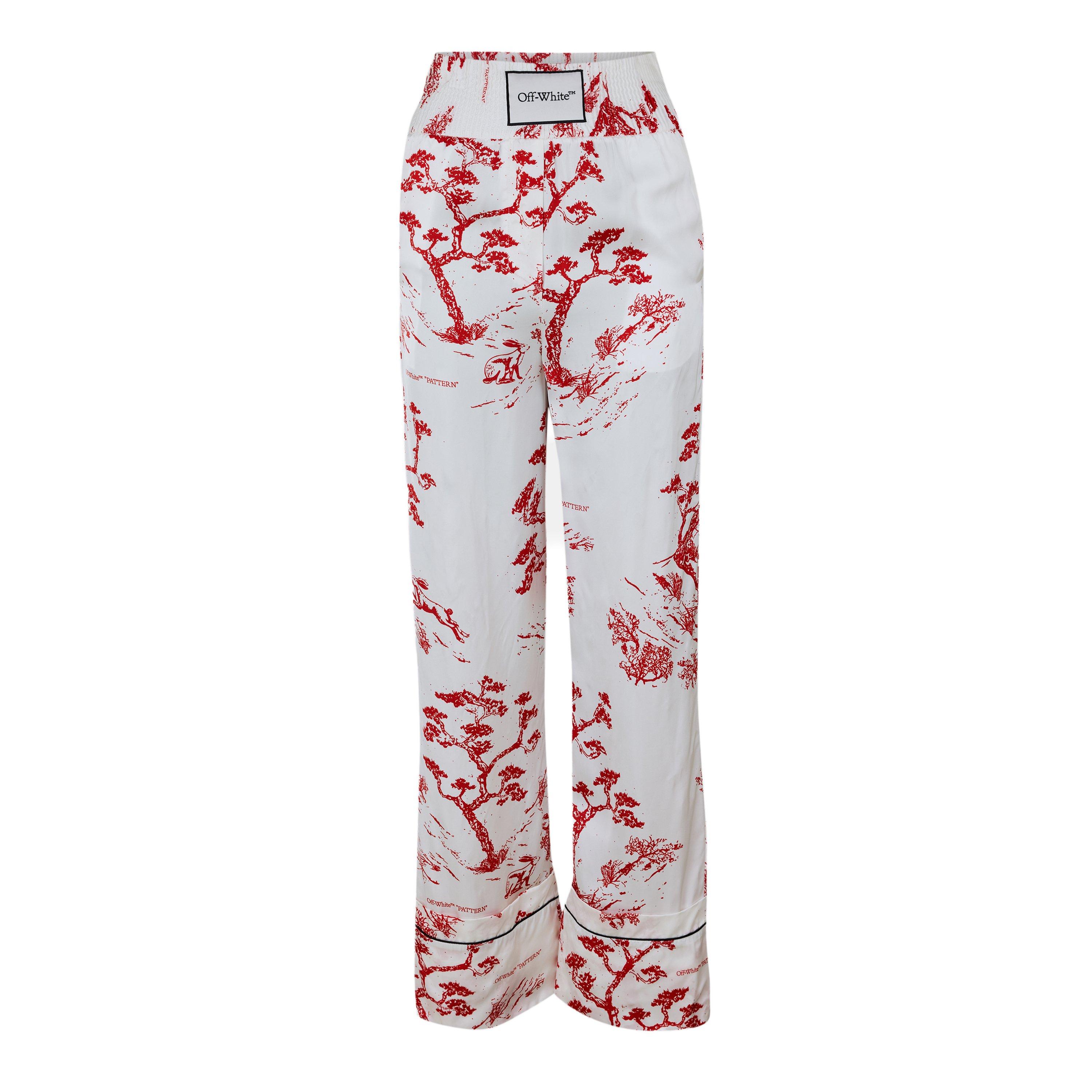 White/Red - Off White - Women's Tailored Relaxed Fit Knitted Trousers - 1