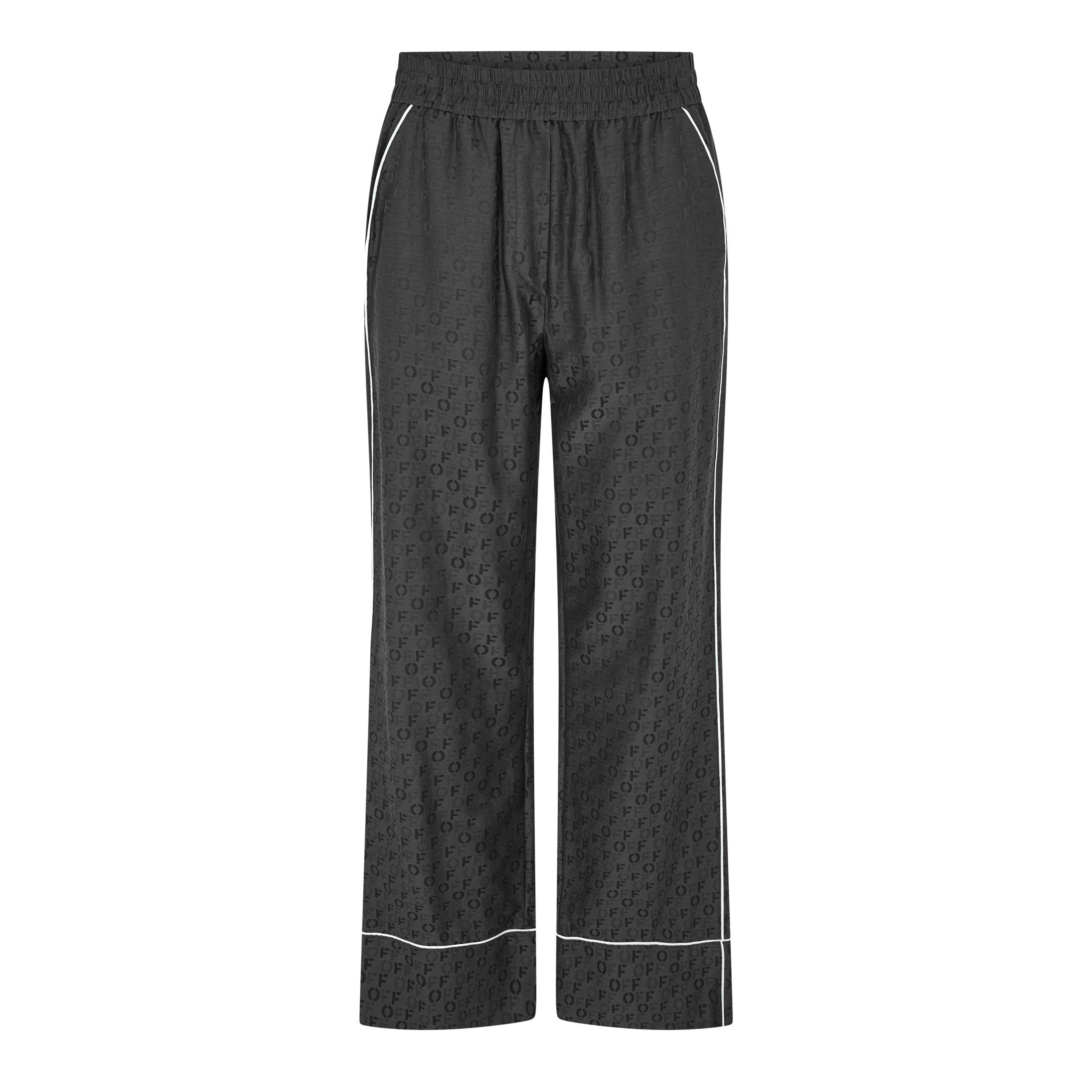 Black - Off White - Women's - Fine Knit Knitted Trousers - 1
