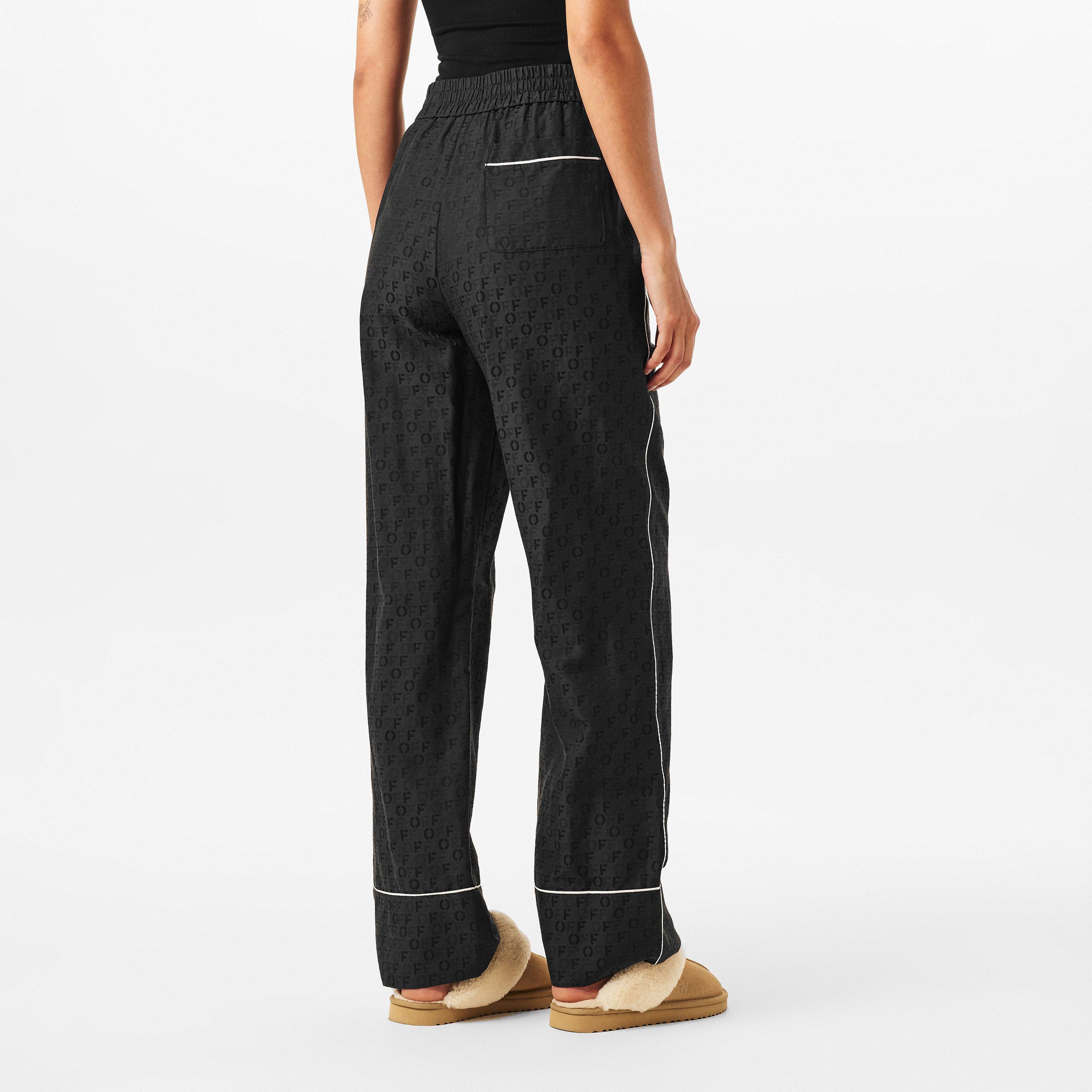 Black - Off White - Women's Knitted Trousers, Knitted Fabric - 4