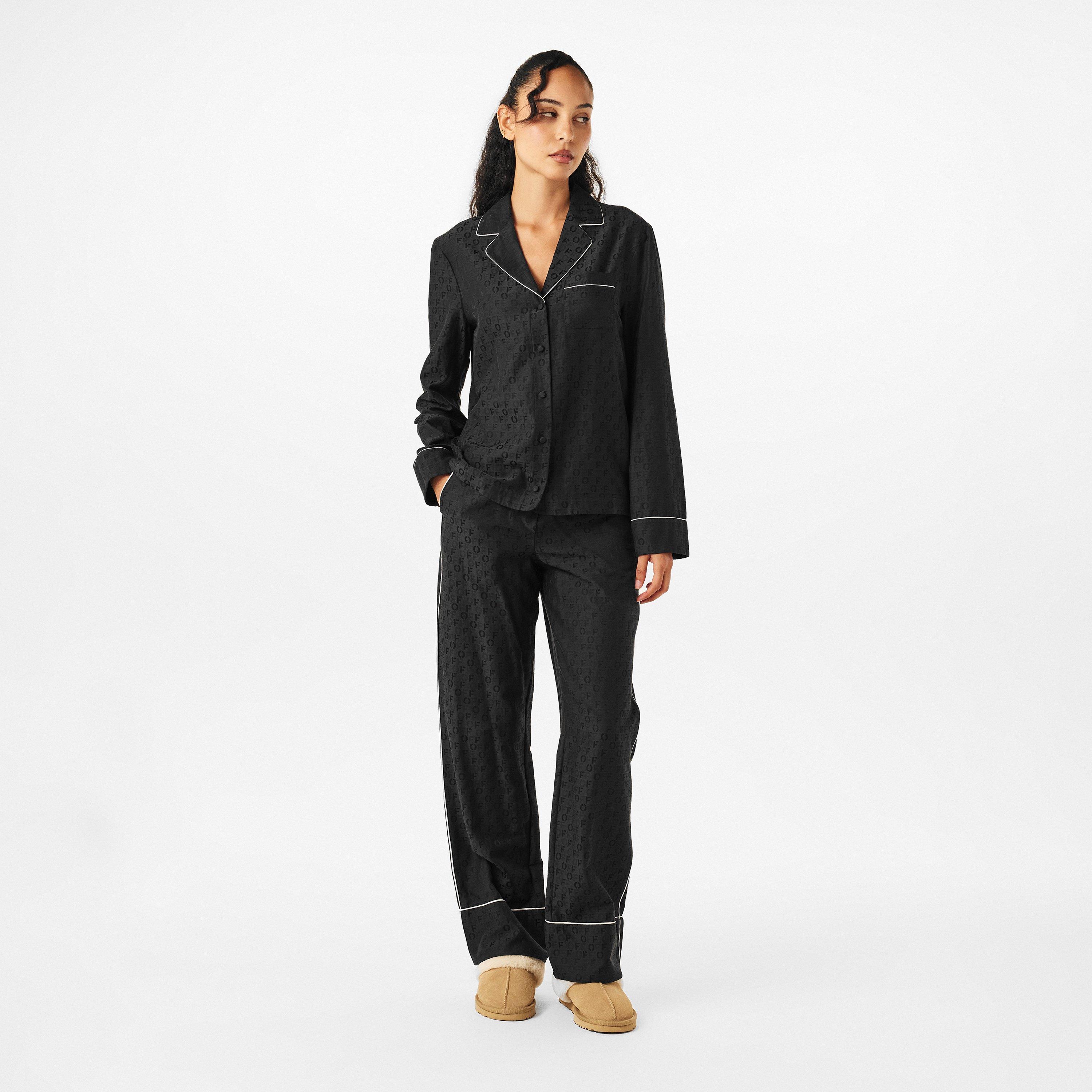 Black - Off White - Women's Knitted Trousers, Knitted Fabric - 6