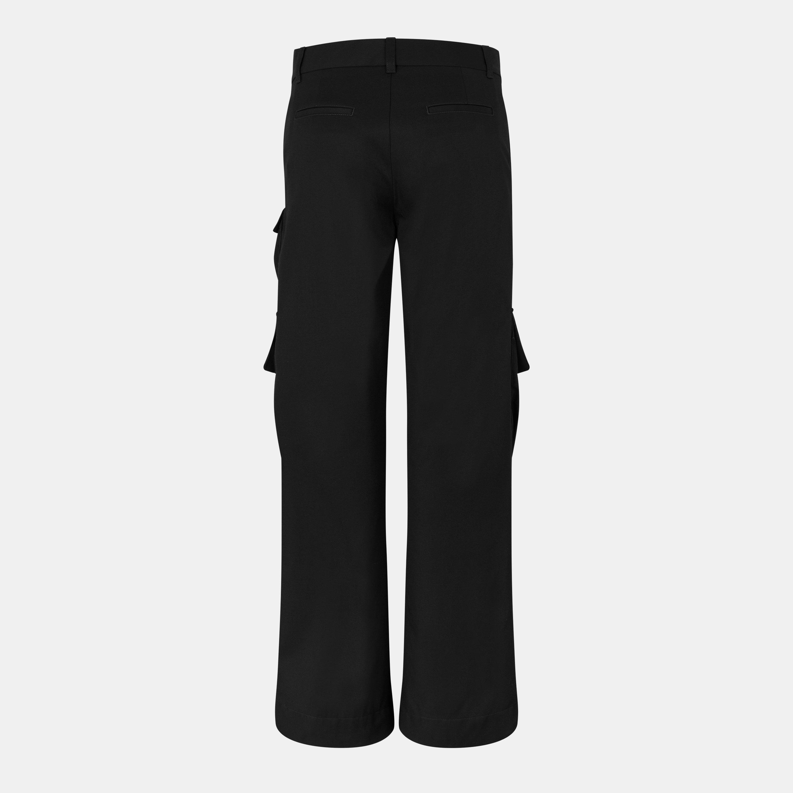 Black - Off White - Women's Cargo Trousers - 2