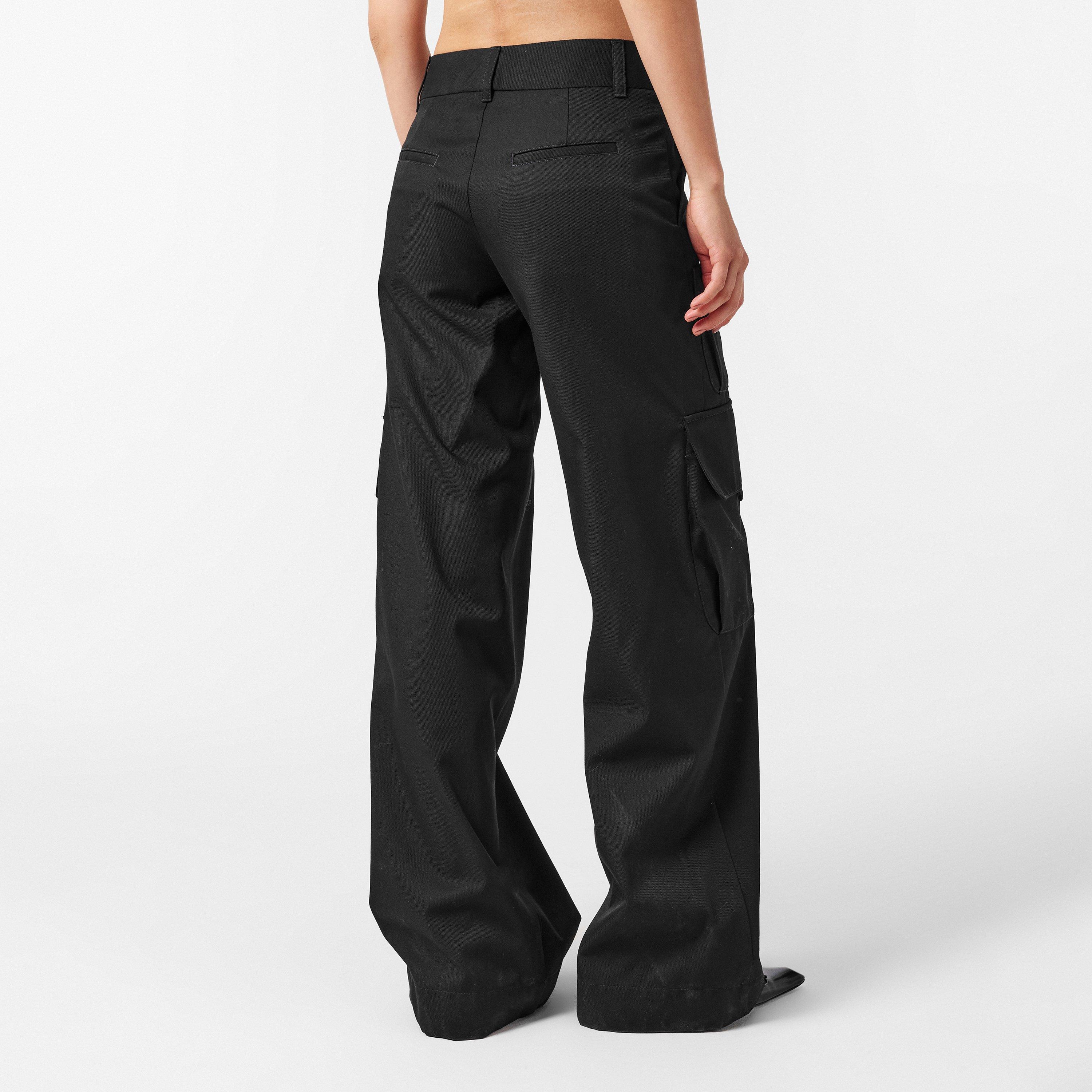 Black - Off White - Women's Cargo Trousers - 4