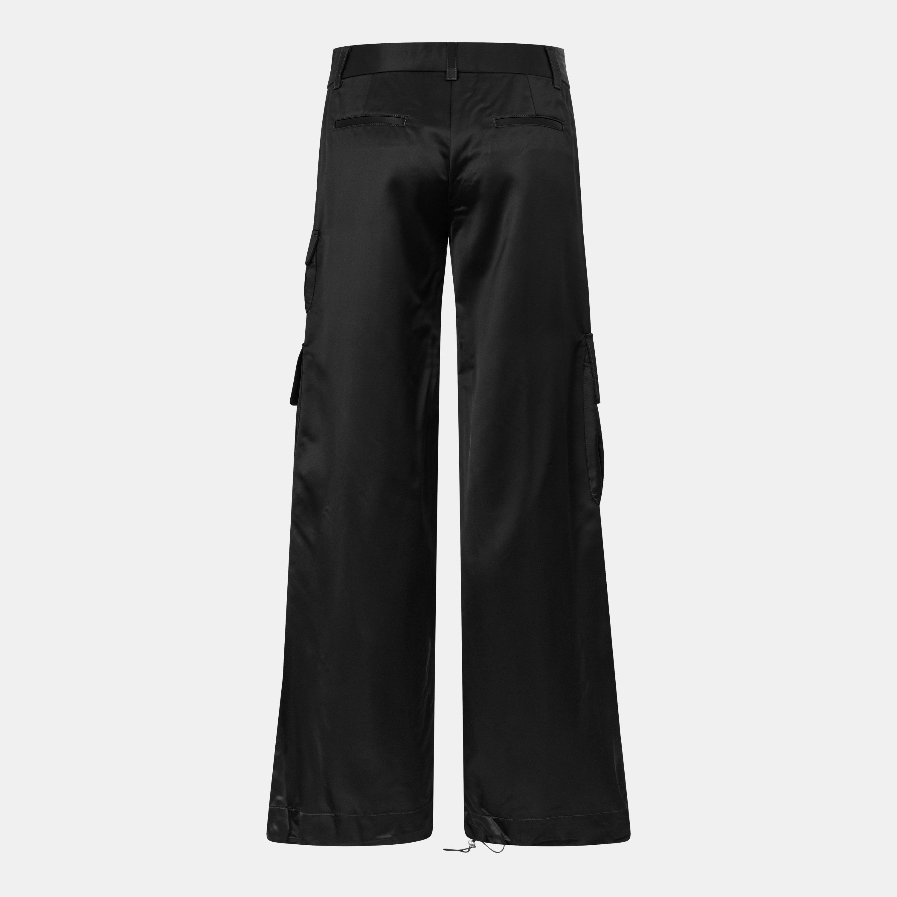 Black - Off White - Women's Cargo Trousers - 2
