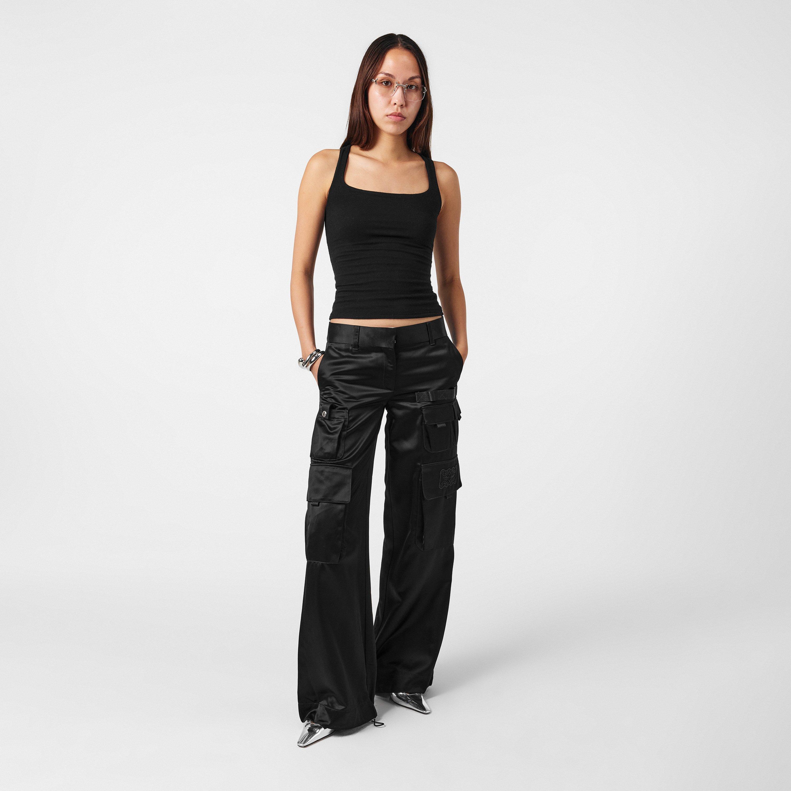Black - Off White - Women's Cargo Trousers - 6