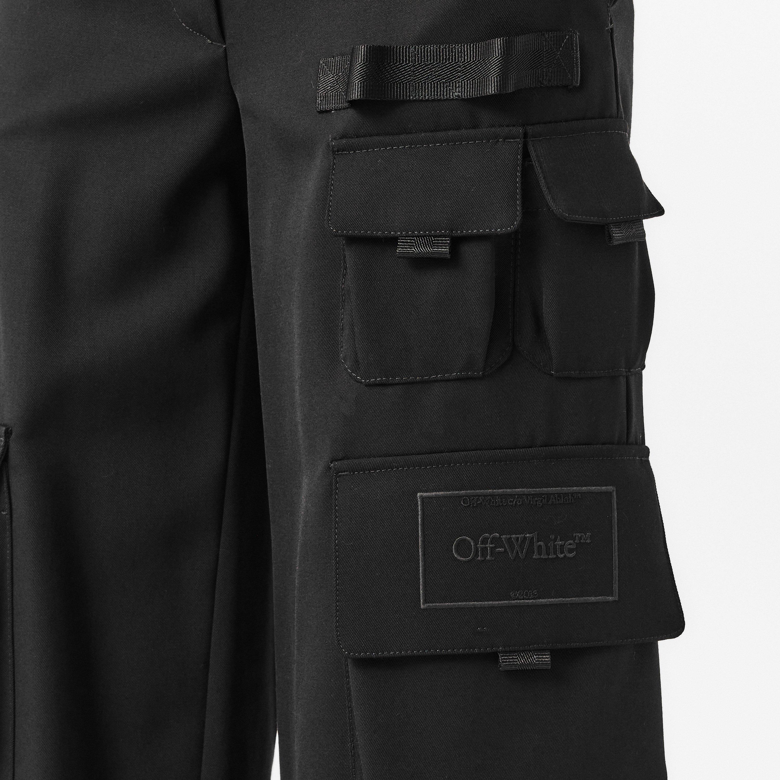 Black - Off White - Women's Relaxed Cargo Trousers - 5