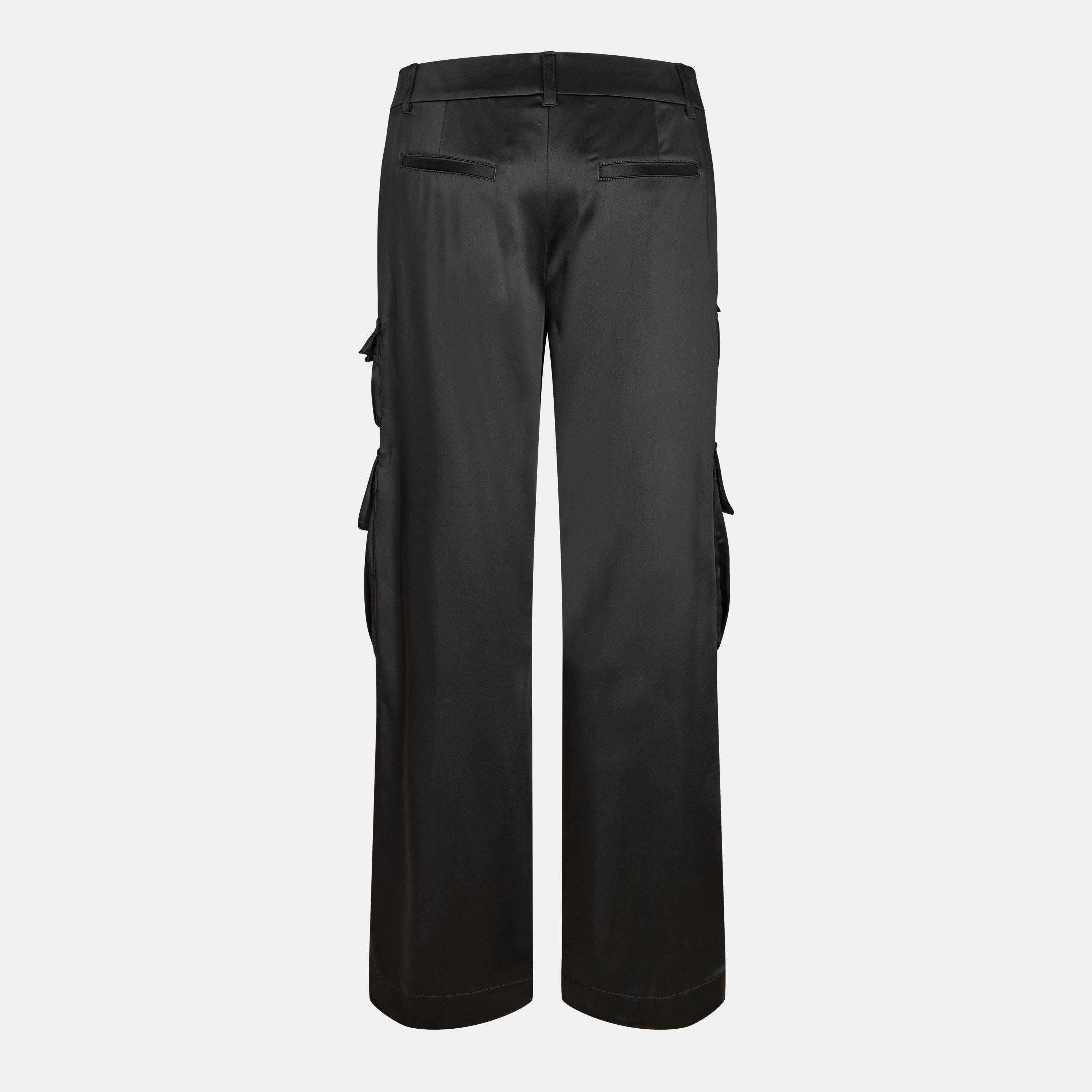 Black - Off White - Women's Cargo Trousers - 2