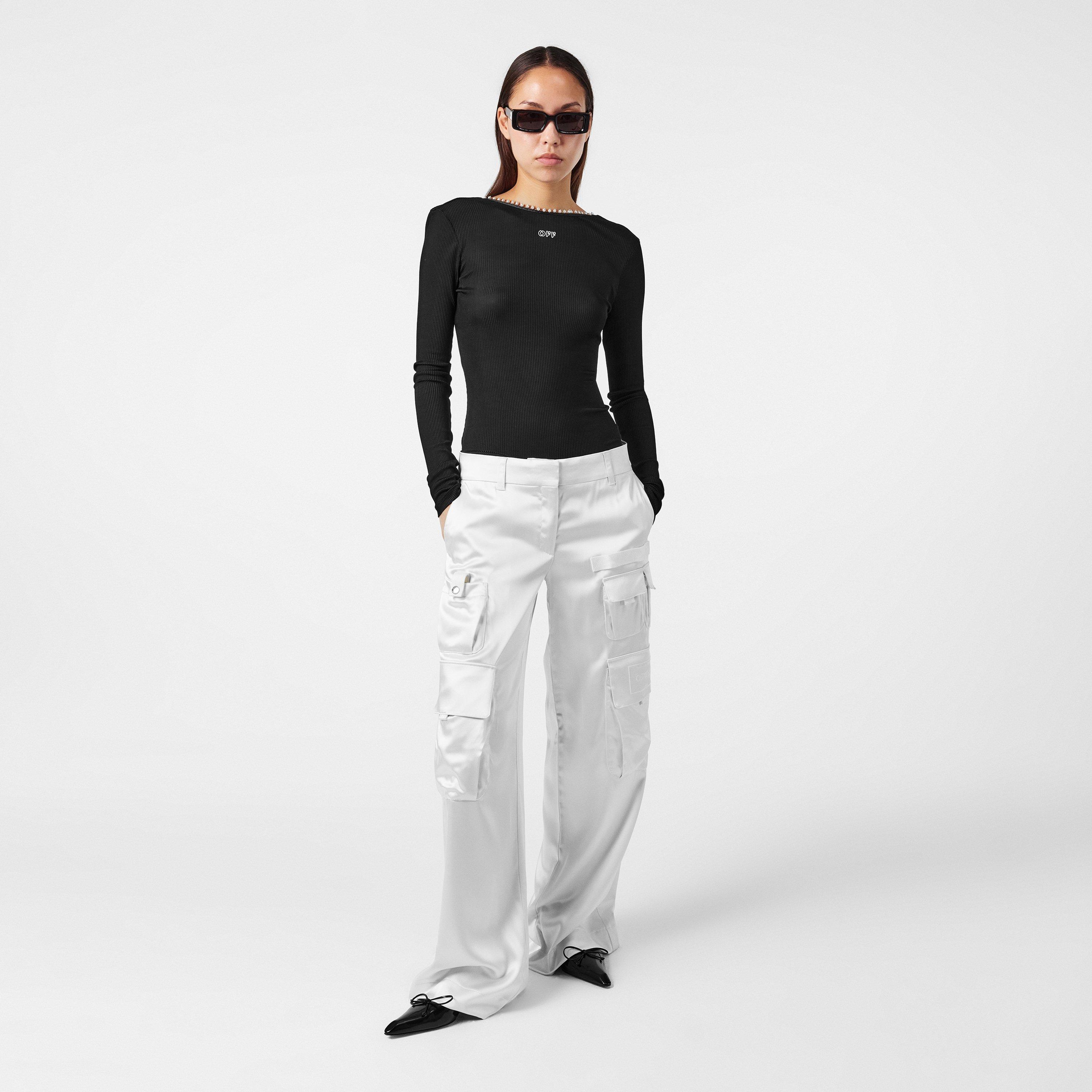 Coconut Milk - Off White - Women's - Relaxed Fit Cargo Trousers - 6