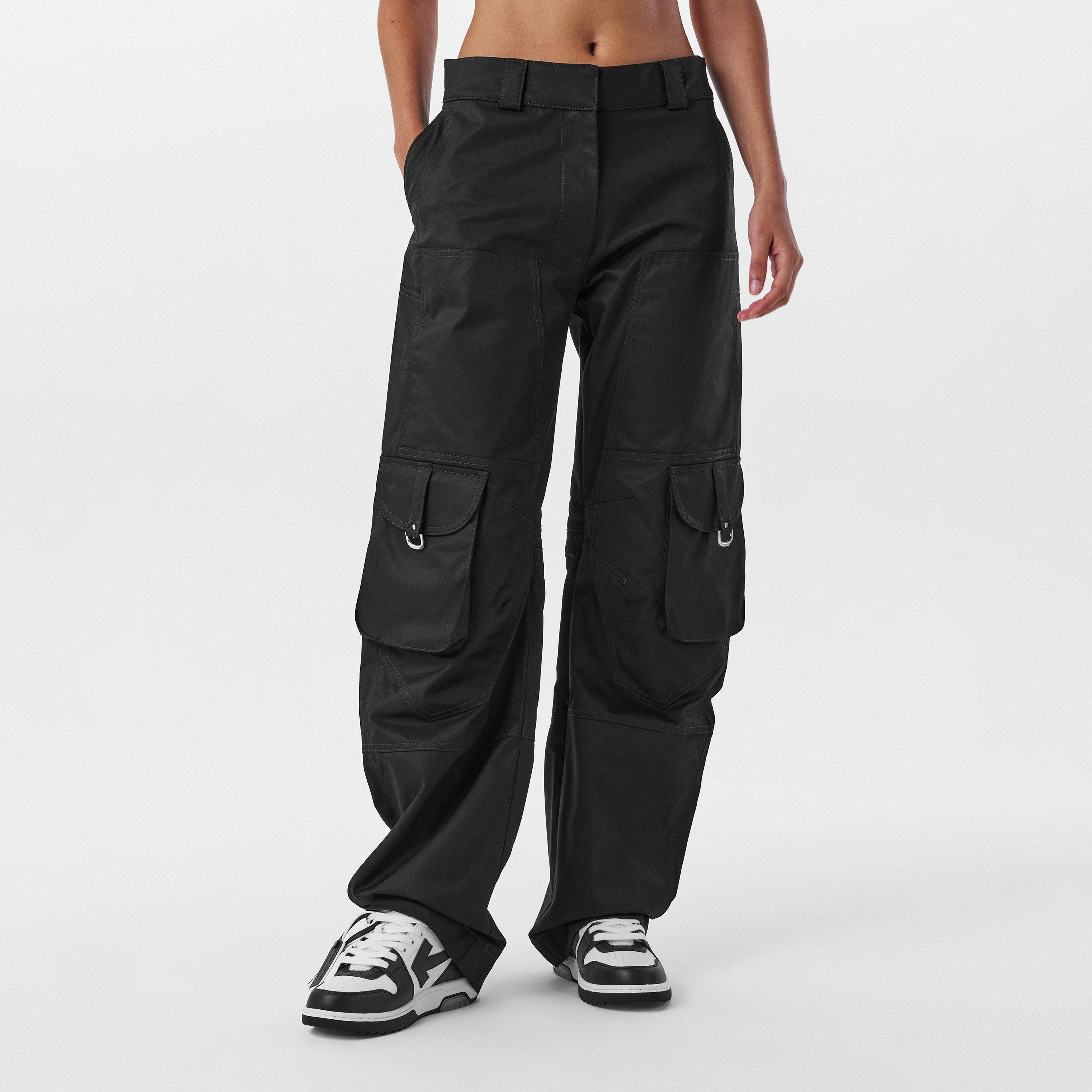 Black - Off White - Women's Cargo Trousers - 3