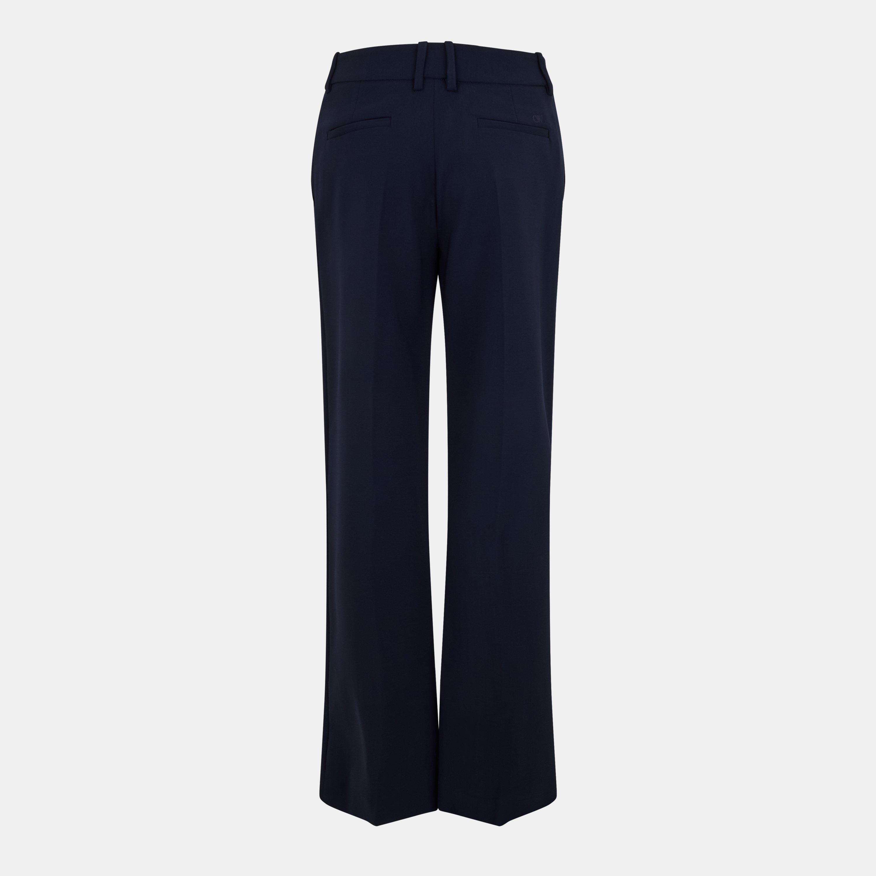 Blue - Off White - Women's Knitted Trousers, Knitted Fabric - 2