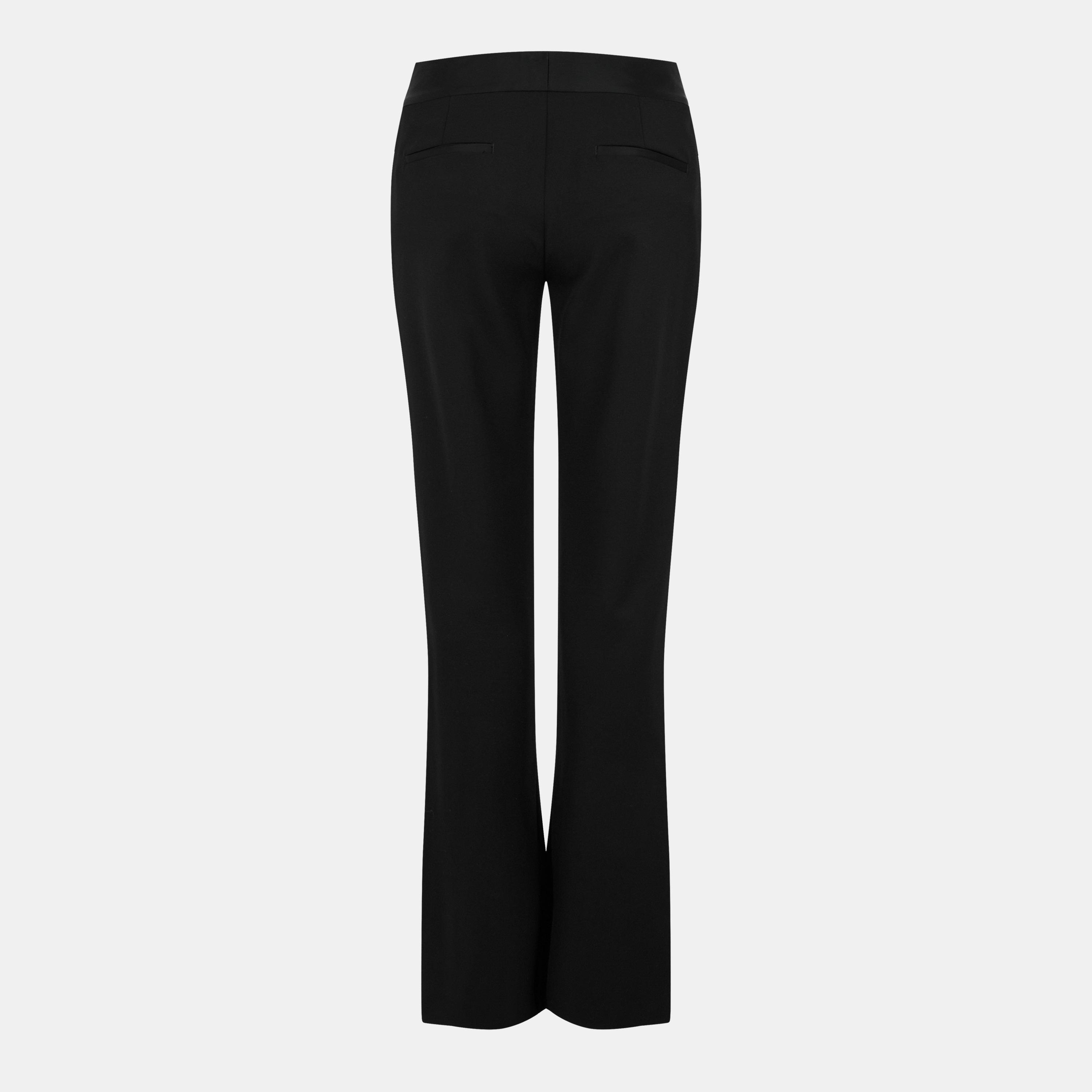 Black - Off White - Women's Knitted Trousers, Knitted Fabric - 2