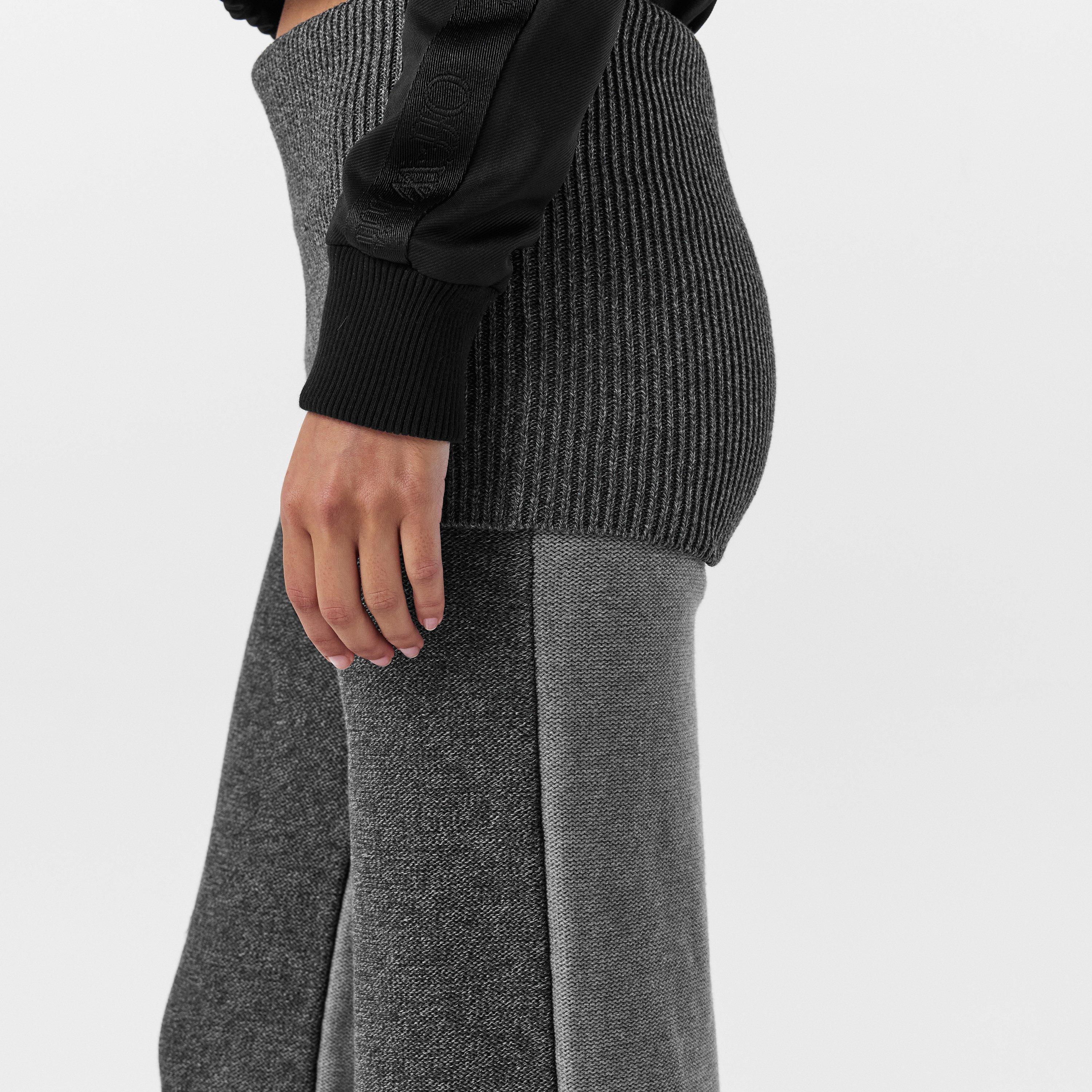 Dark Grey - Off White - Women's Knitted Trousers, Knitted Fabric - 5