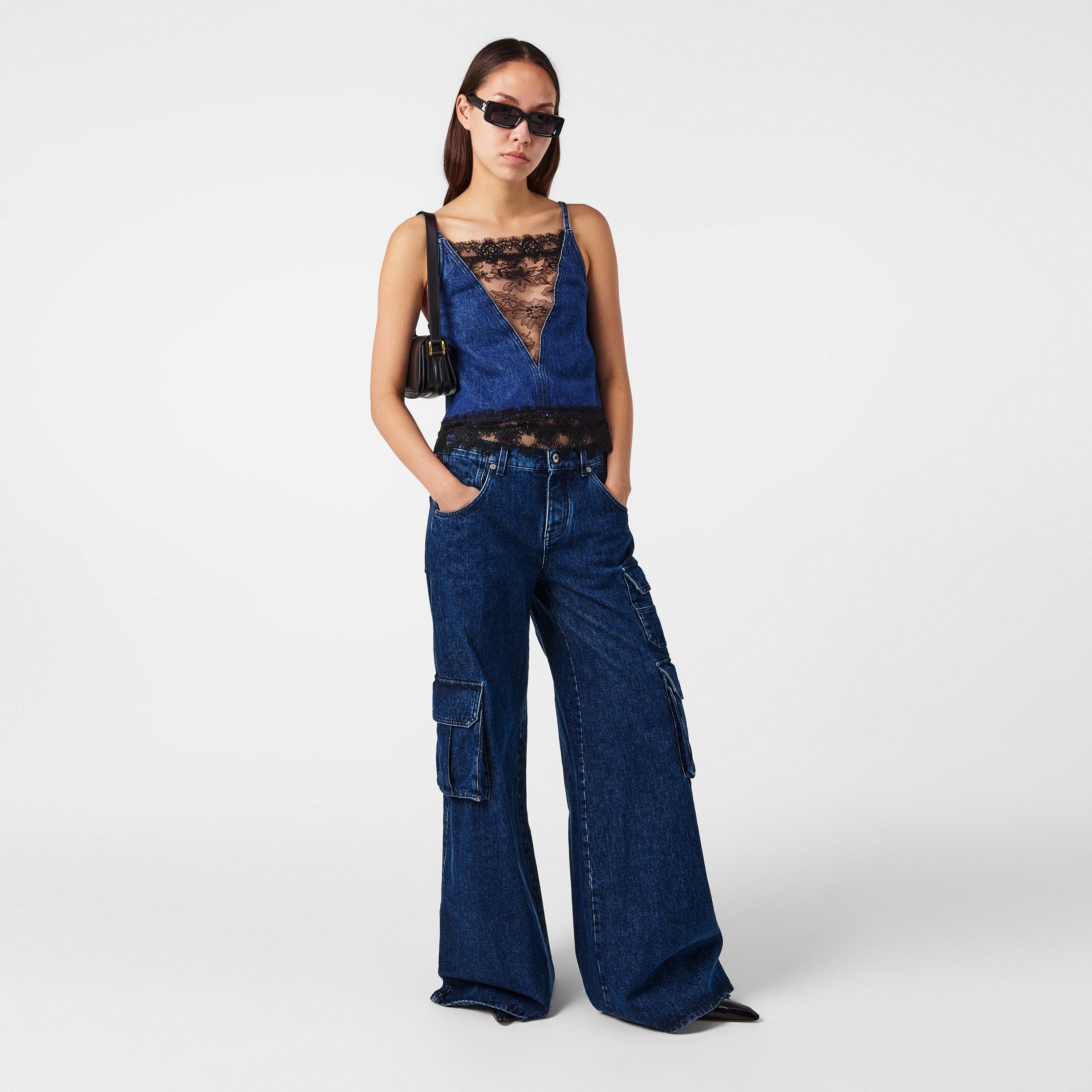 Blue - Off White - Women's Cargo Trousers - 6