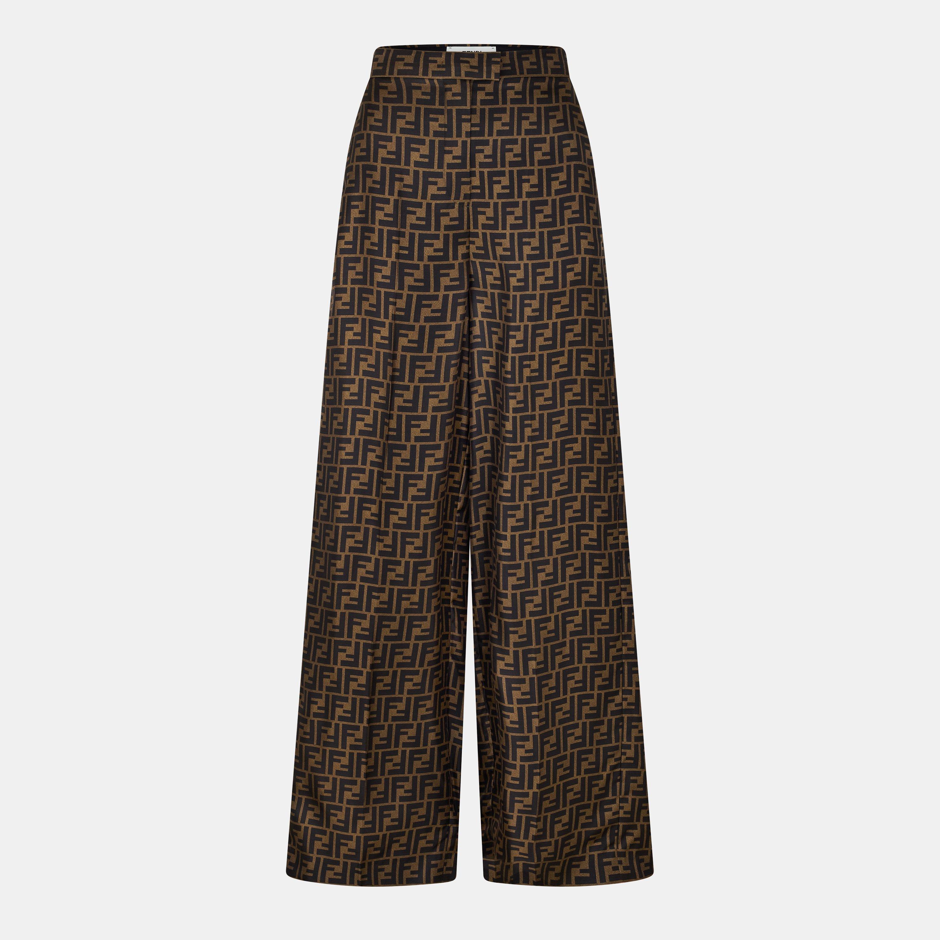 Tobacco - Fendi - Women's Italian Wide Leg Trousers - 1