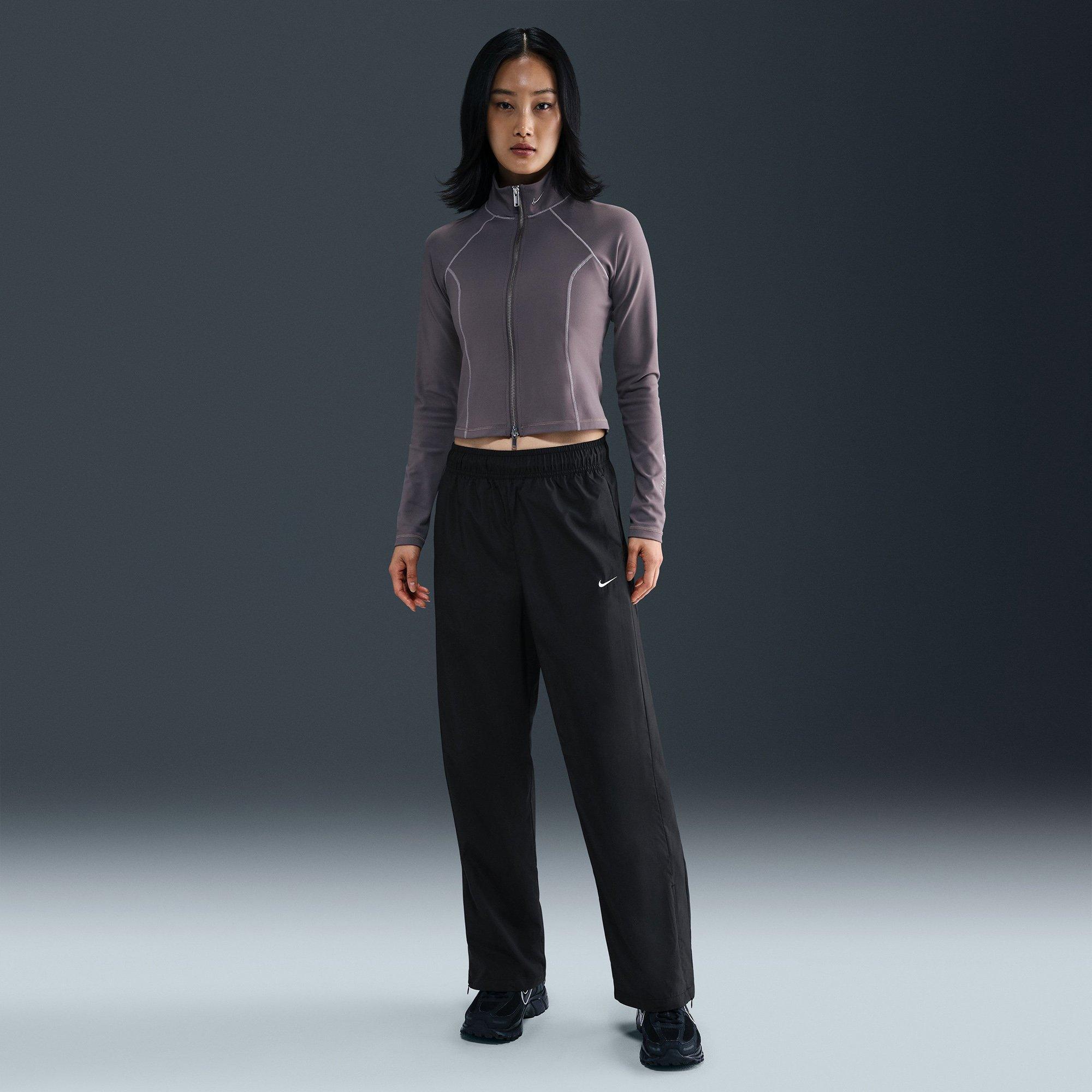 Black/Sail - Nike - Sportswear Classic Womens Mid-Rise Open-Hem Pants - 3