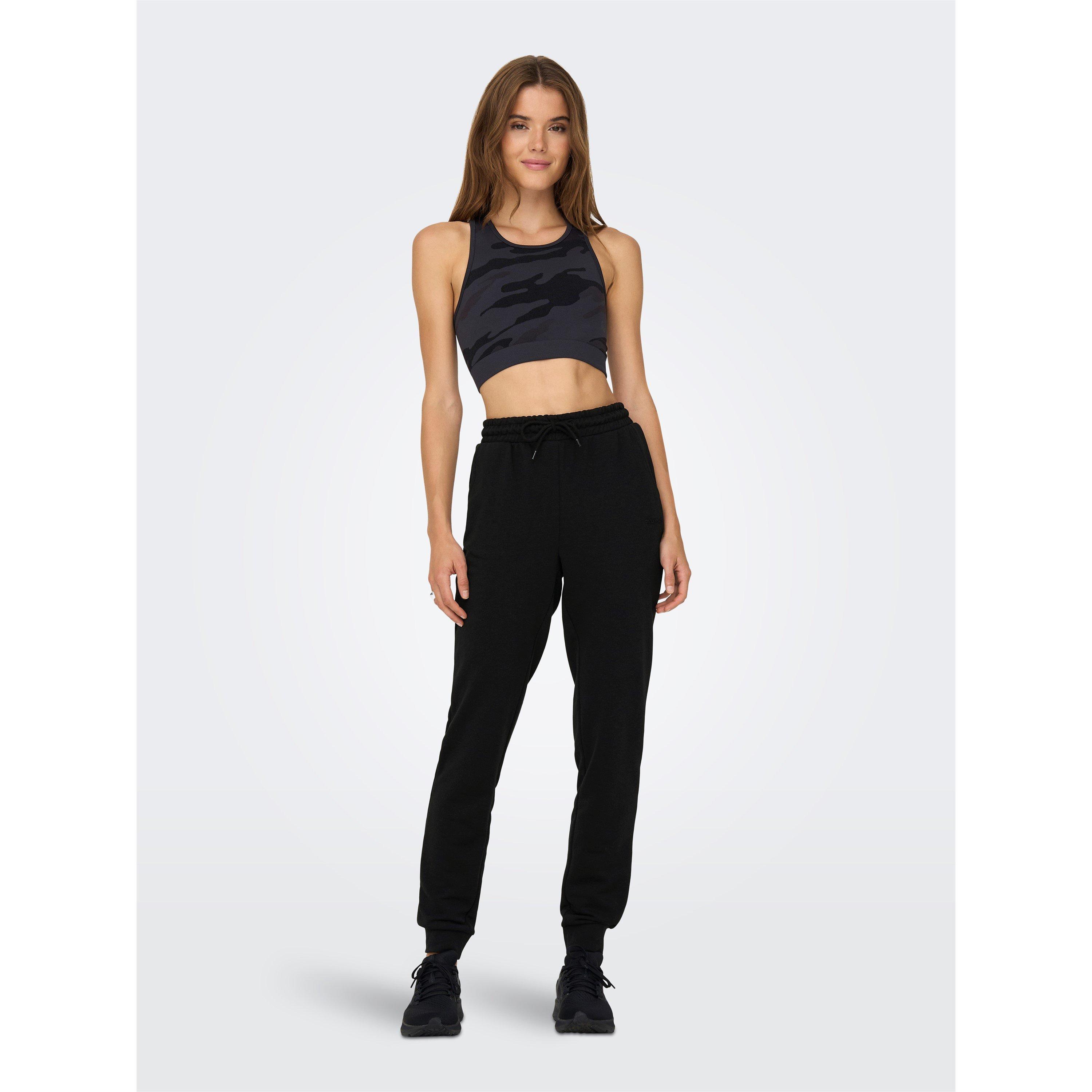 Black - Only Play - Mid-Waist Closed Hem Jersey Joggers - 7