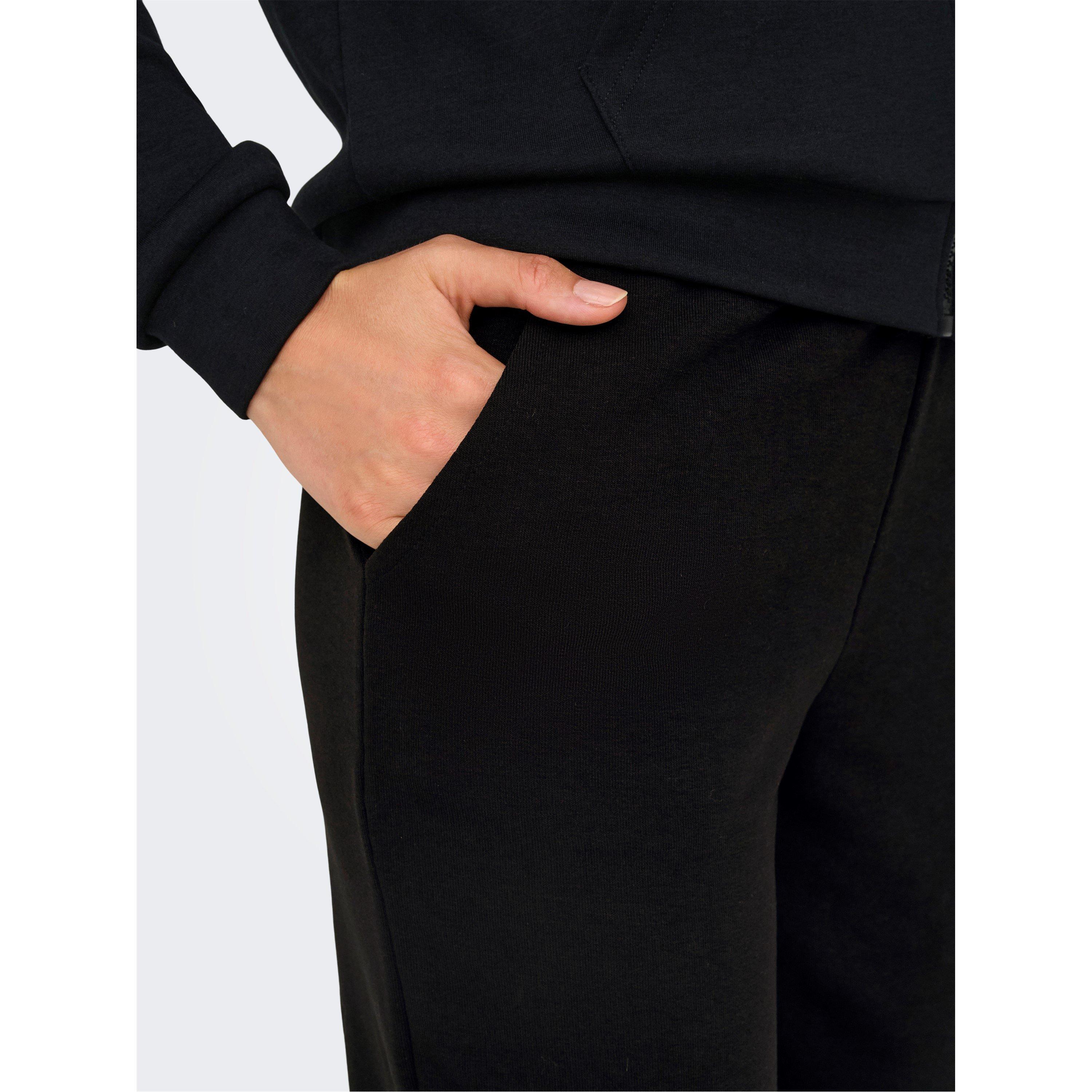 Black - Only Play - Mid-Waist Open Hem Fleece Joggers - 5