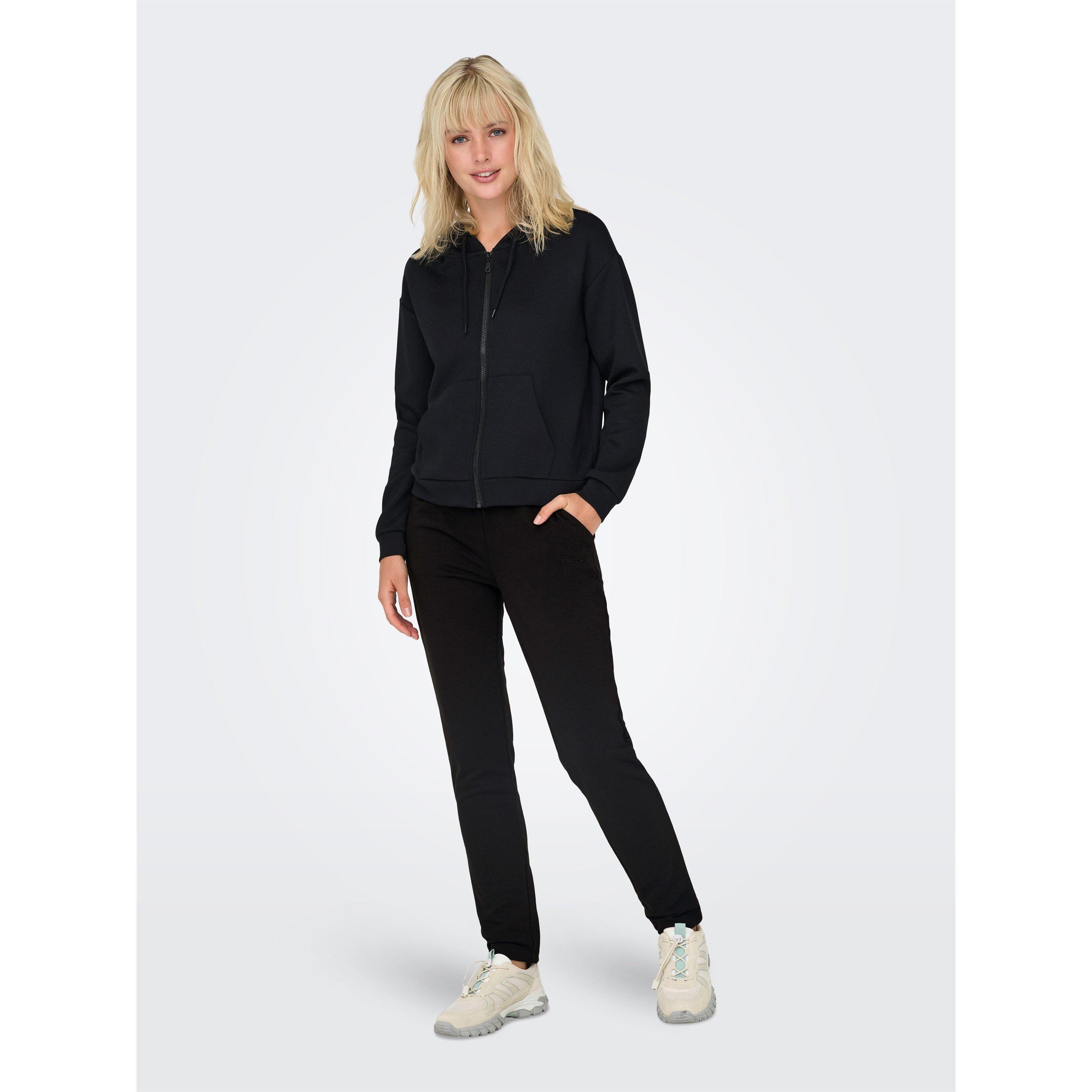 Black - Only Play - Mid-Waist Open Hem Fleece Joggers - 6