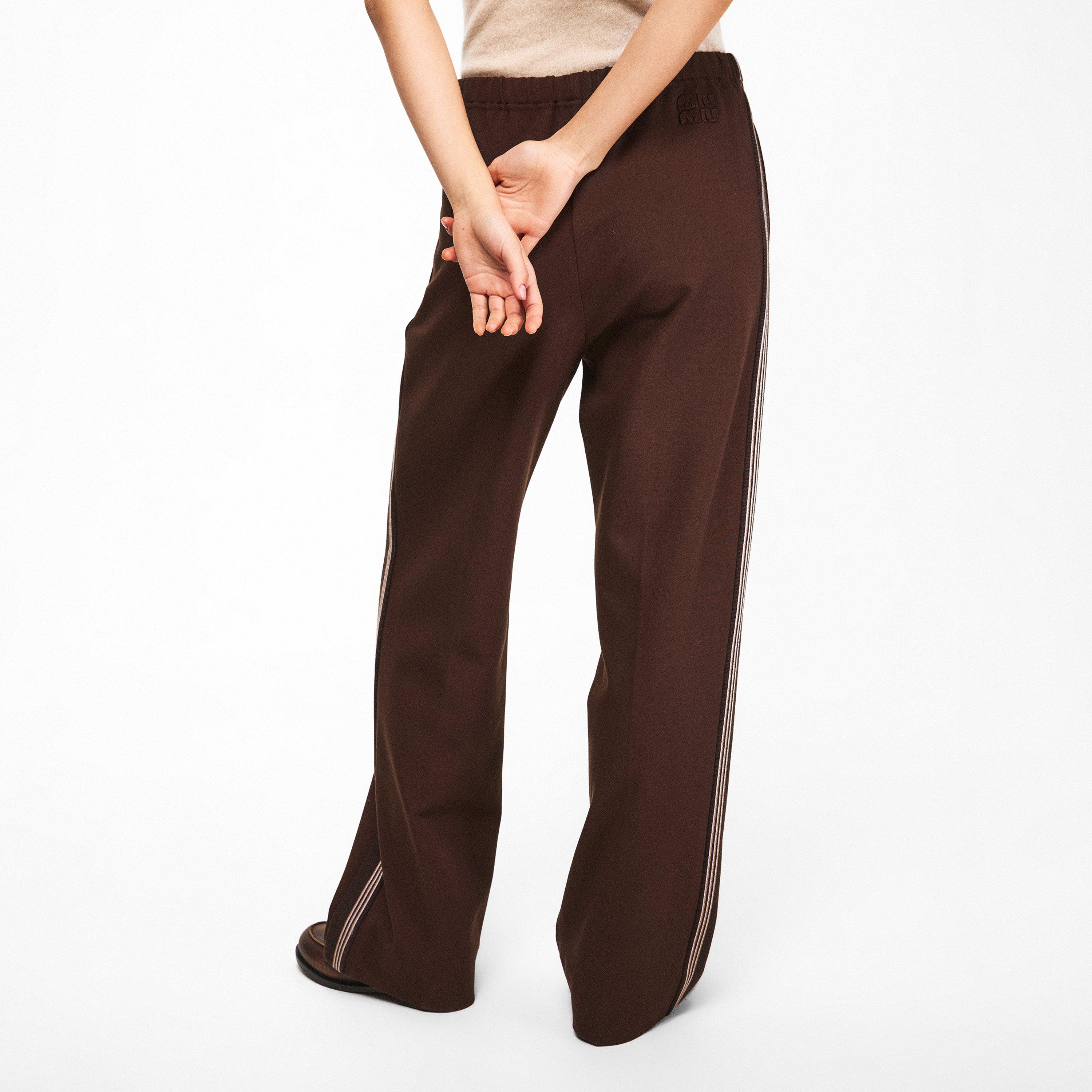 Cacao - Miu Miu - Women's Open Cuff Woven Relaxed Fit Tracksuit Joggers - 4