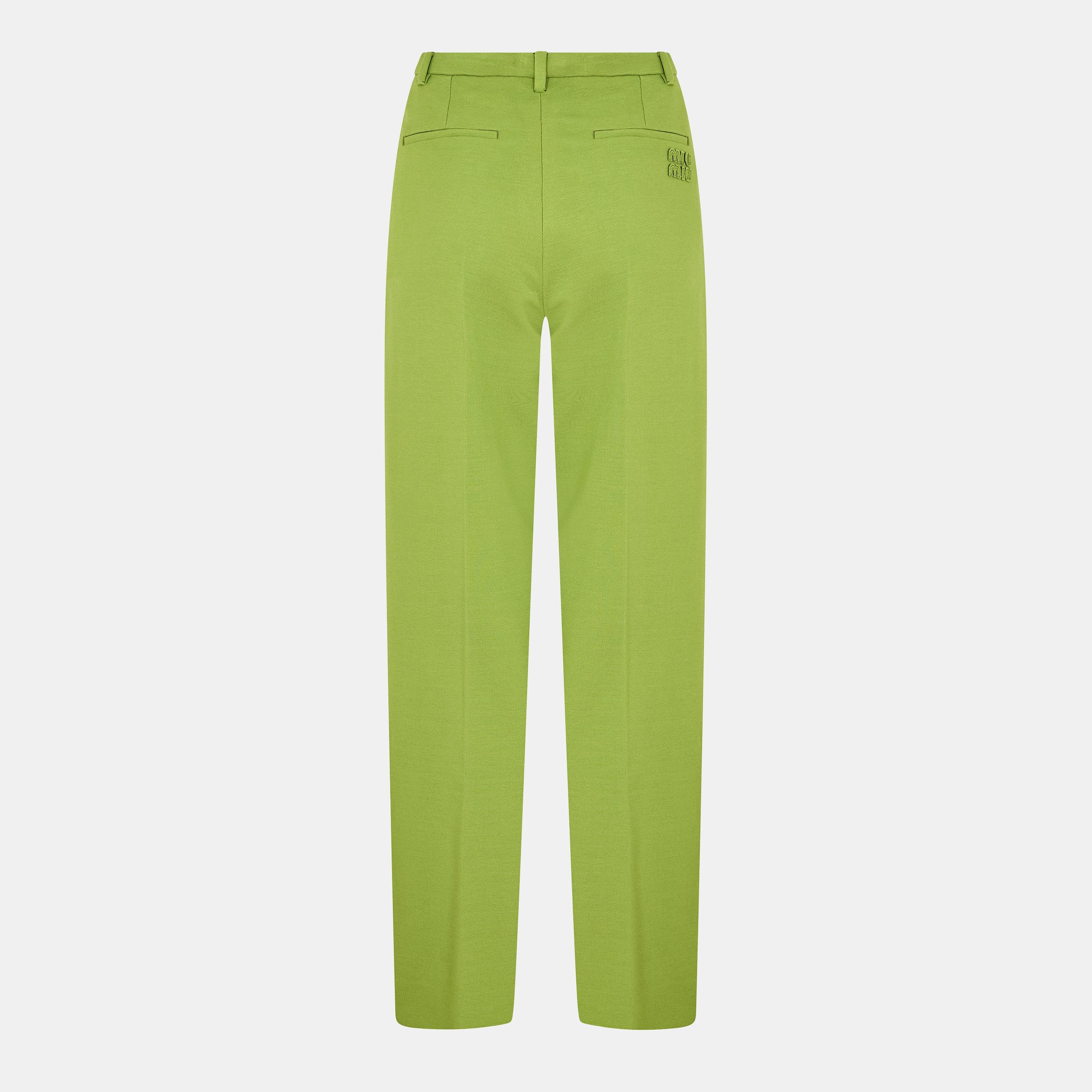 Verde - Miu Miu - Women's High Rise Wide Leg Trousers - 2