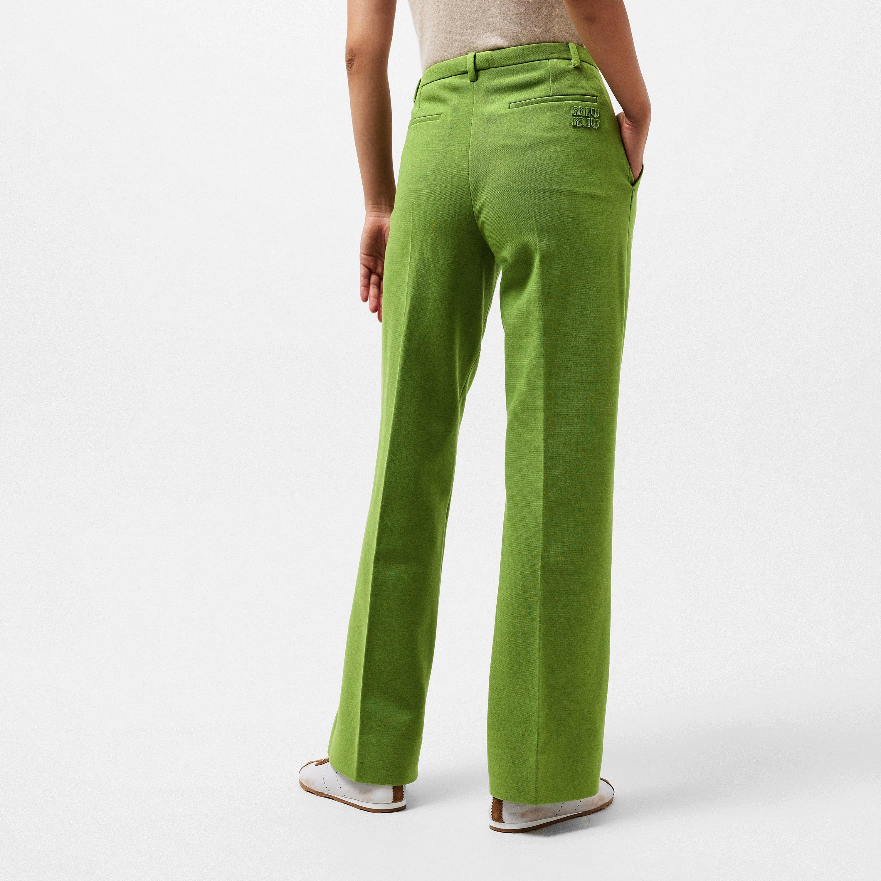 Verde - Miu Miu - Women's High Rise Wide Leg Trousers - 4