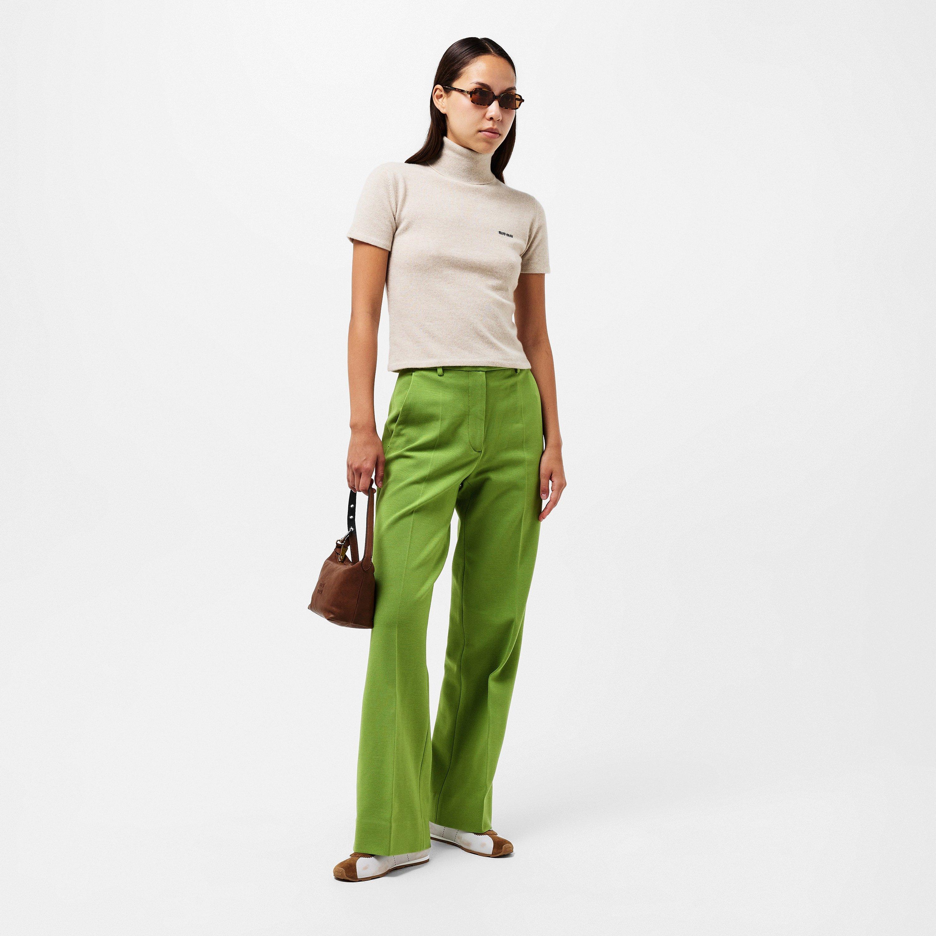 Verde - Miu Miu - Women's High Rise Wide Leg Trousers - 6